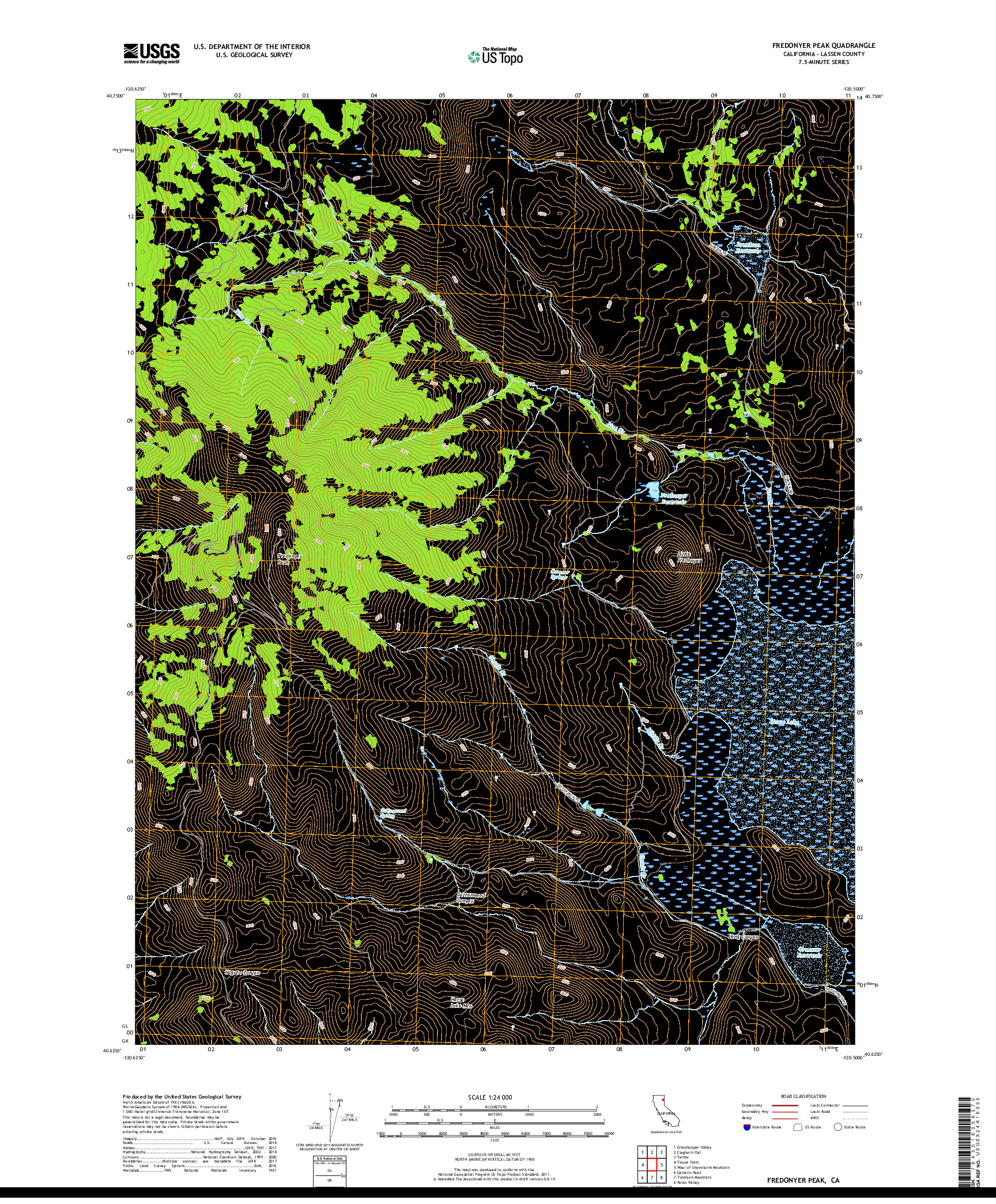 USGS US TOPO 7.5-MINUTE MAP FOR FREDONYER PEAK, CA 2018