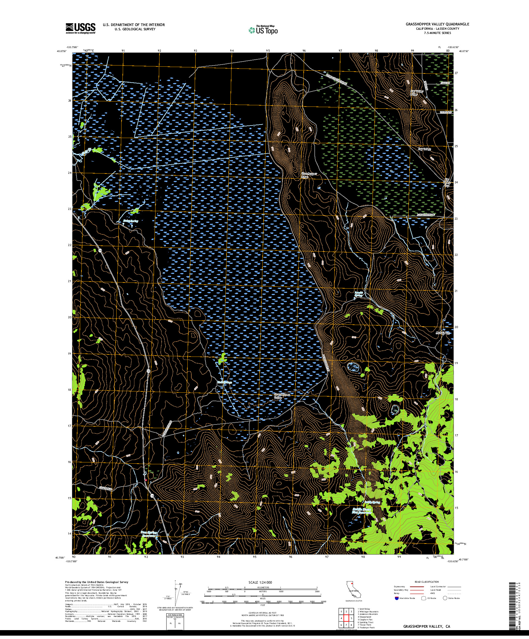 USGS US TOPO 7.5-MINUTE MAP FOR GRASSHOPPER VALLEY, CA 2018