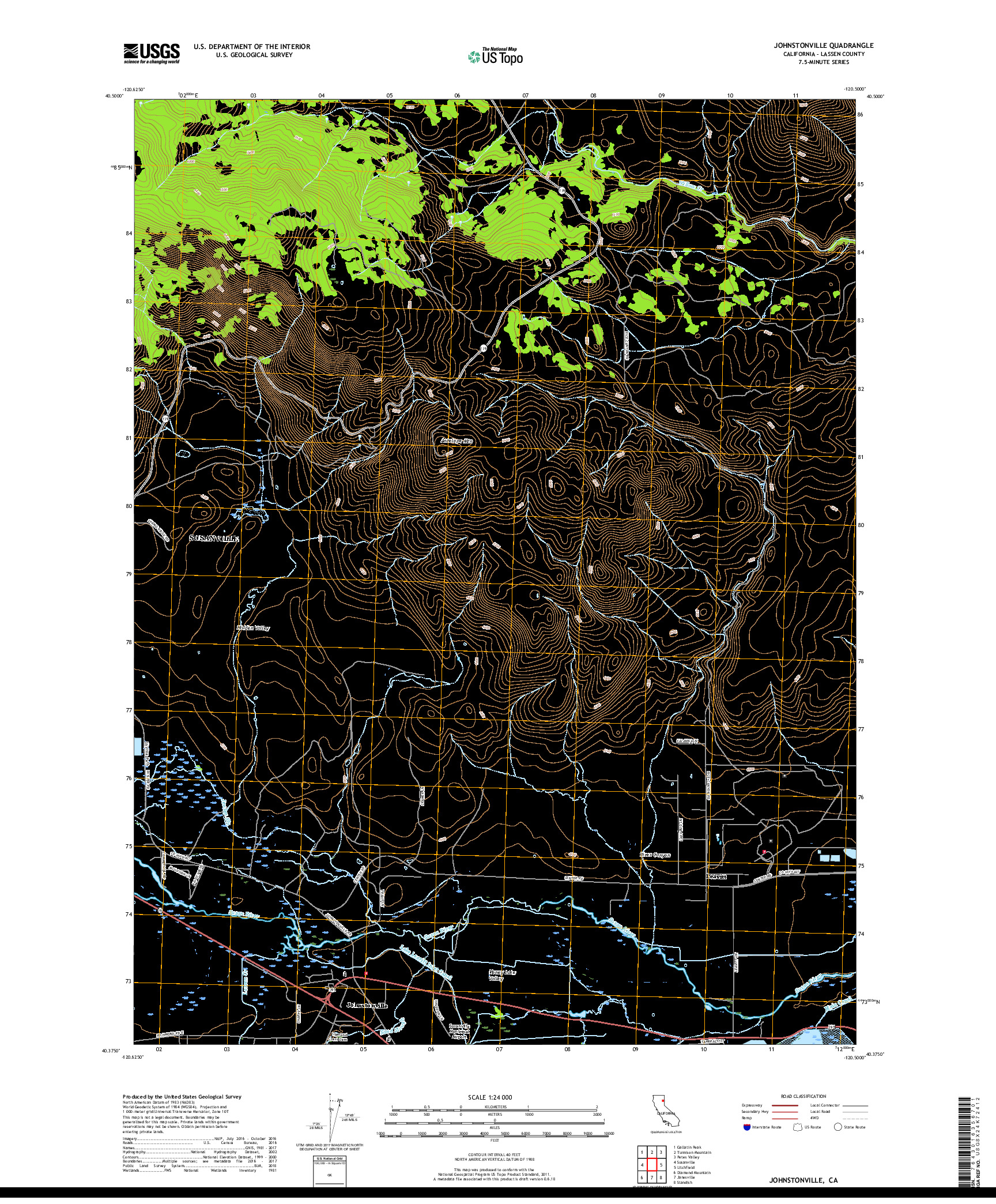 USGS US TOPO 7.5-MINUTE MAP FOR JOHNSTONVILLE, CA 2018