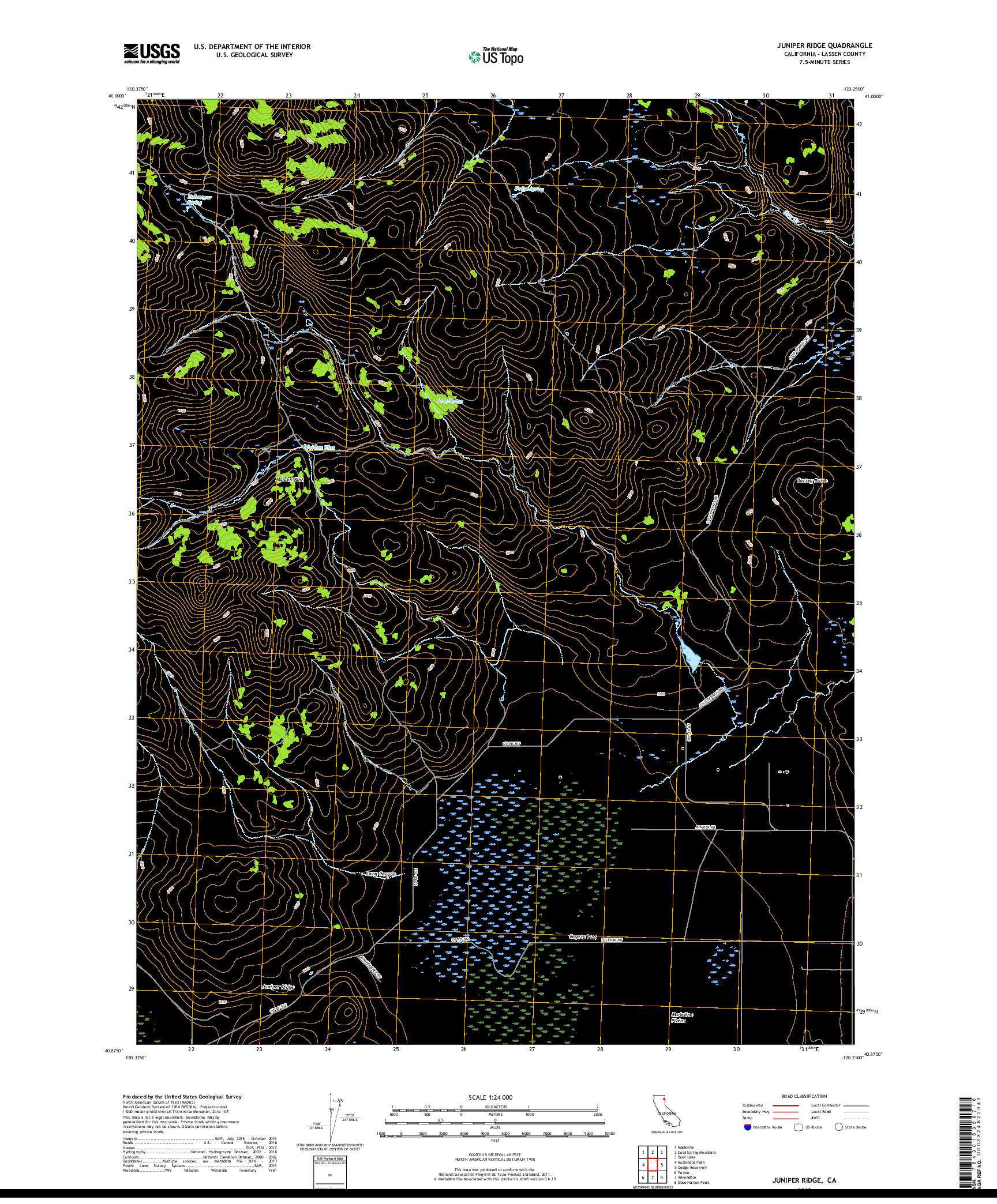 USGS US TOPO 7.5-MINUTE MAP FOR JUNIPER RIDGE, CA 2018
