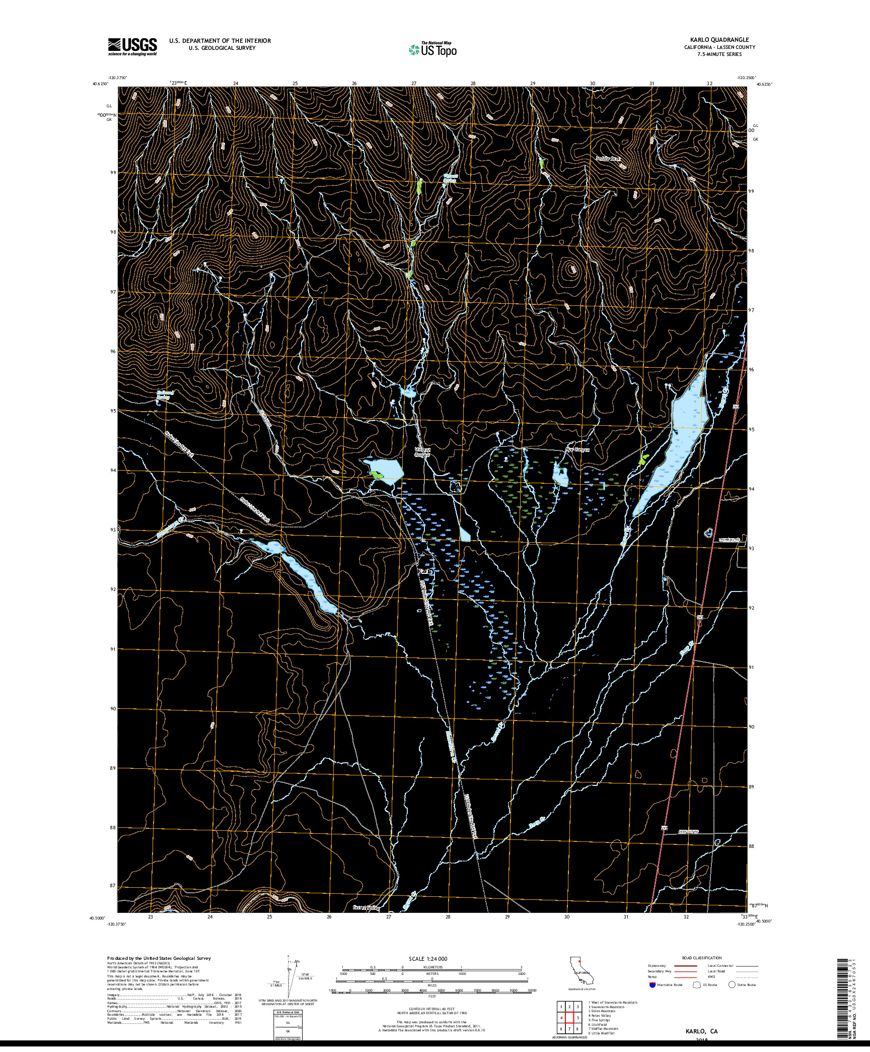 USGS US TOPO 7.5-MINUTE MAP FOR KARLO, CA 2018