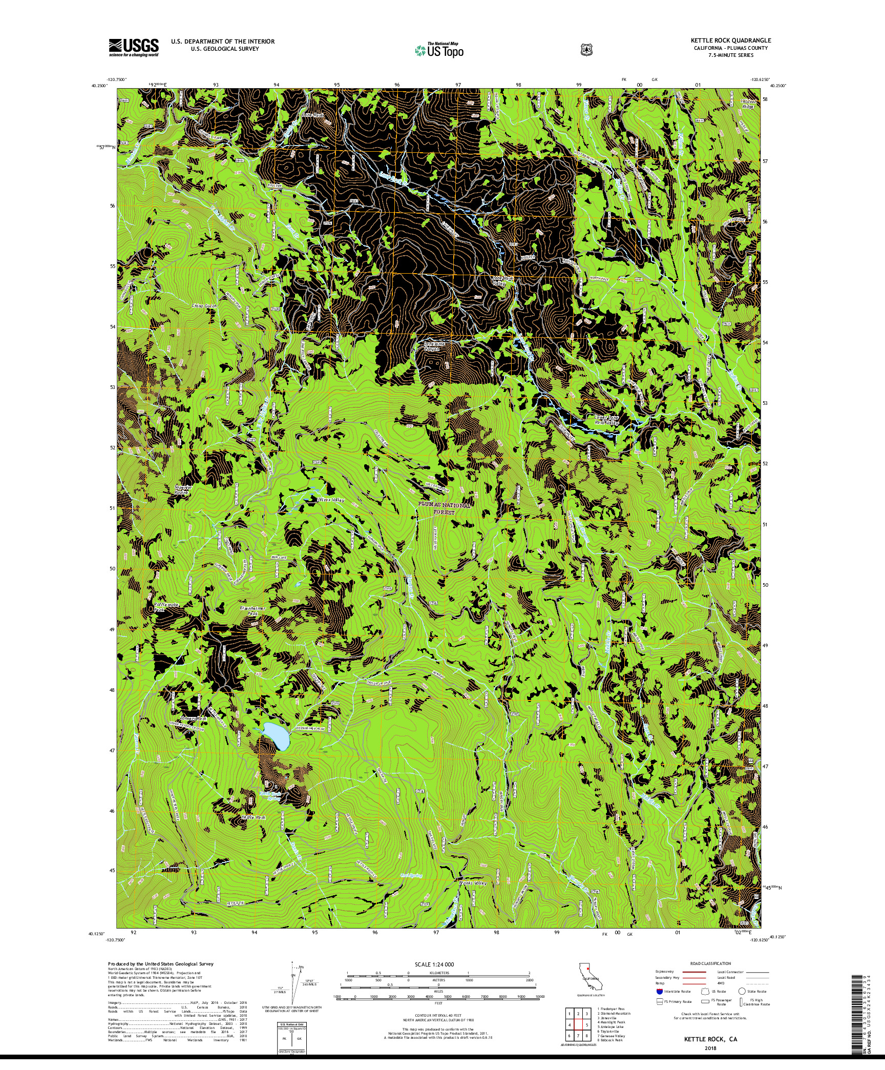 USGS US TOPO 7.5-MINUTE MAP FOR KETTLE ROCK, CA 2018