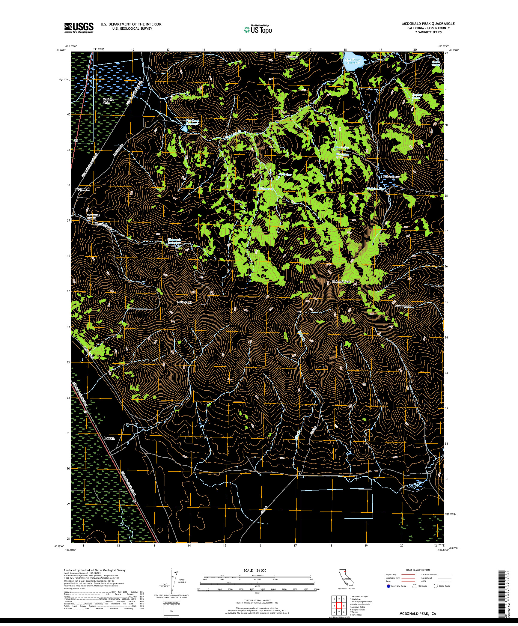 USGS US TOPO 7.5-MINUTE MAP FOR MCDONALD PEAK, CA 2018