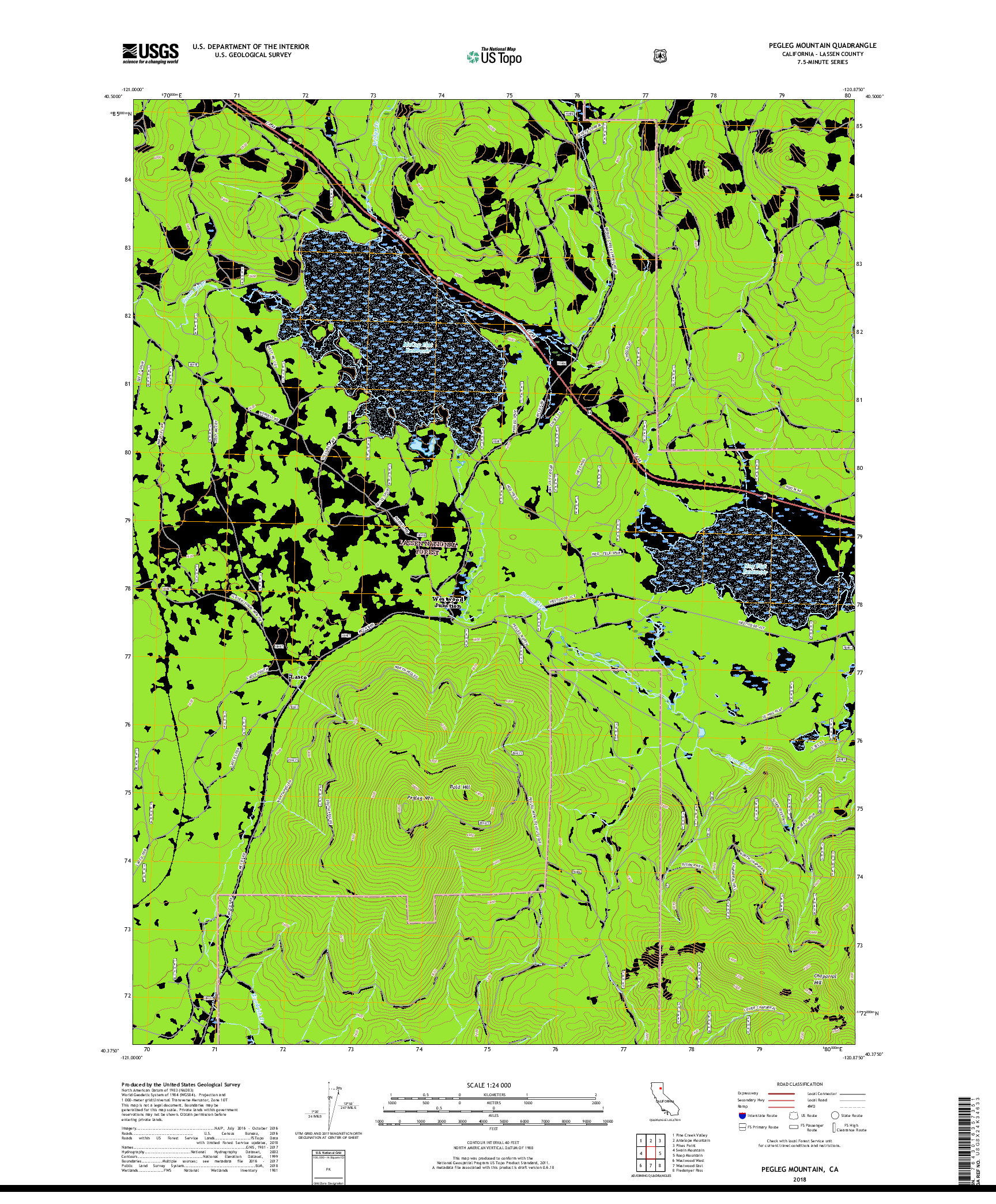 USGS US TOPO 7.5-MINUTE MAP FOR PEGLEG MOUNTAIN, CA 2018