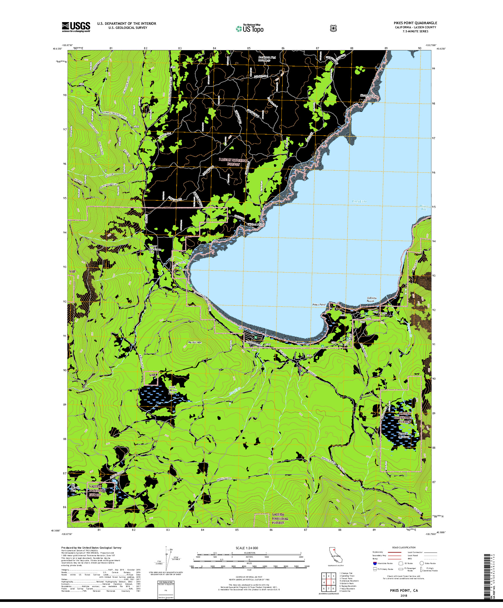 USGS US TOPO 7.5-MINUTE MAP FOR PIKES POINT, CA 2018