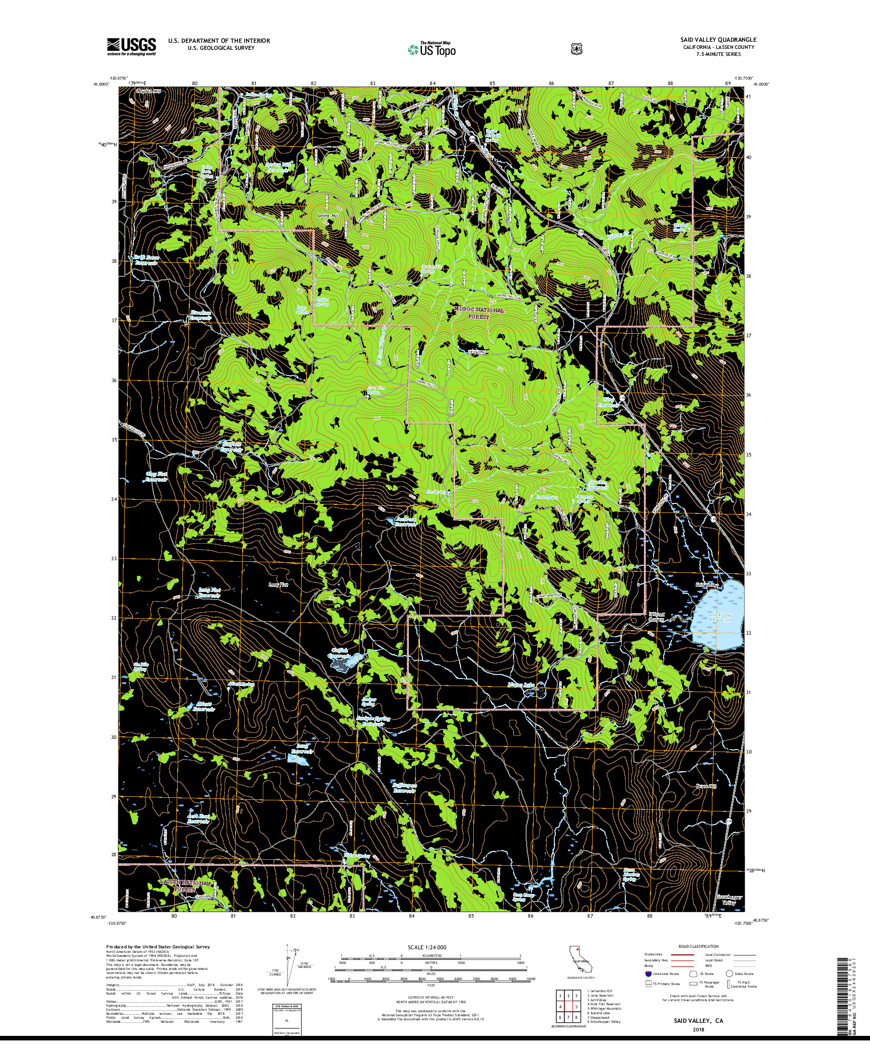 USGS US TOPO 7.5-MINUTE MAP FOR SAID VALLEY, CA 2018