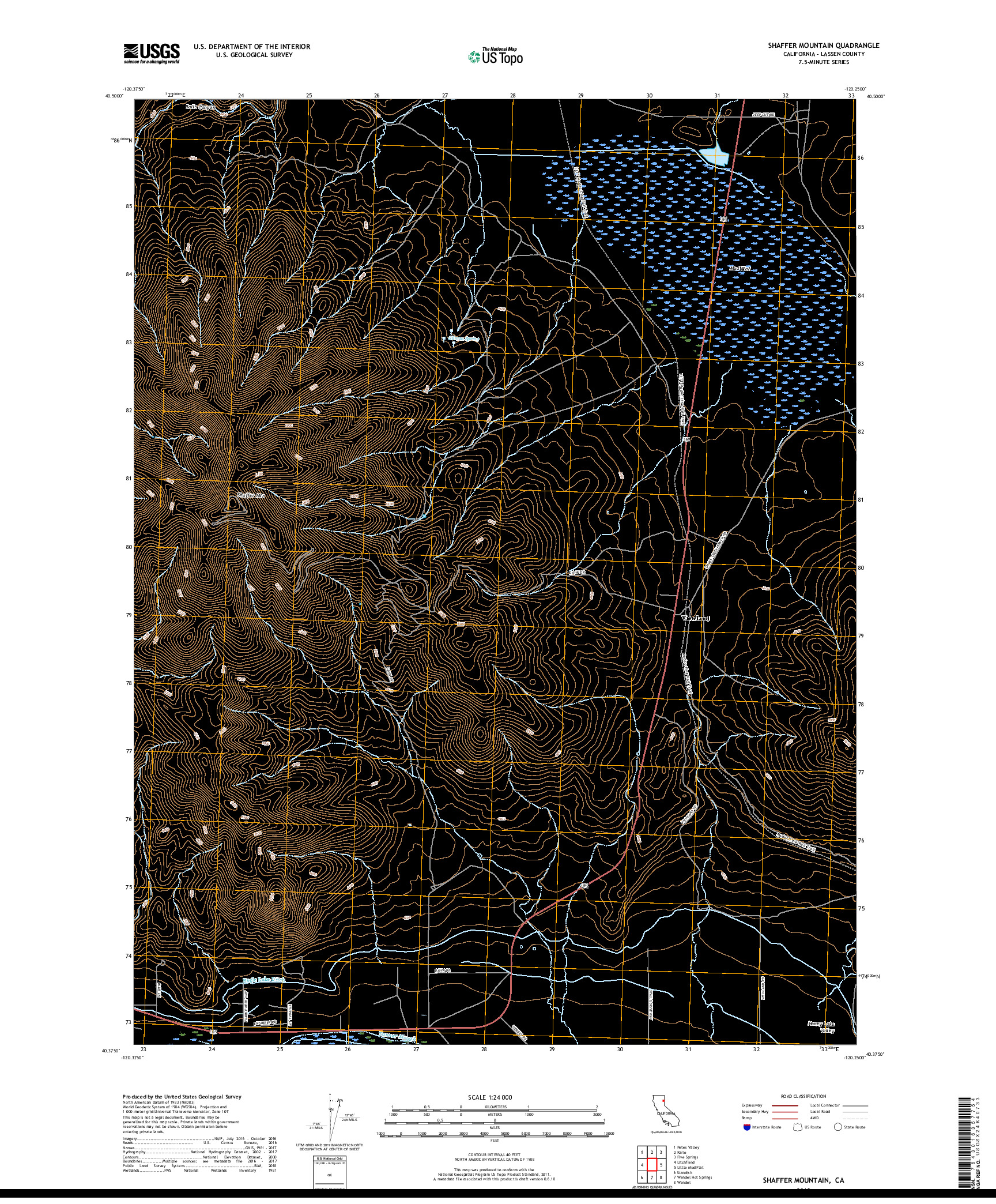 USGS US TOPO 7.5-MINUTE MAP FOR SHAFFER MOUNTAIN, CA 2018