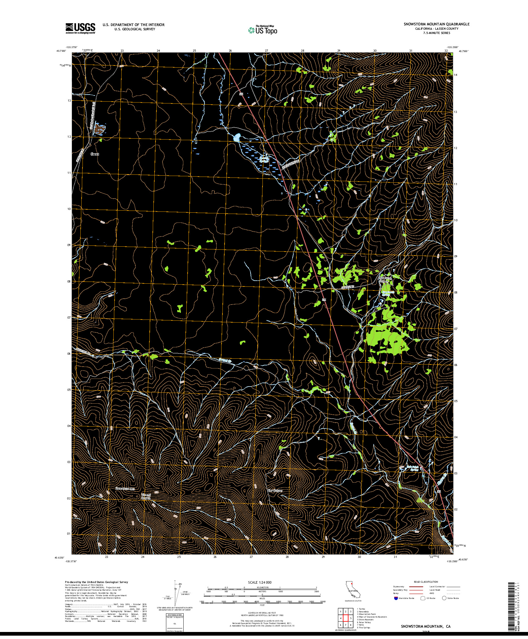 USGS US TOPO 7.5-MINUTE MAP FOR SNOWSTORM MOUNTAIN, CA 2018