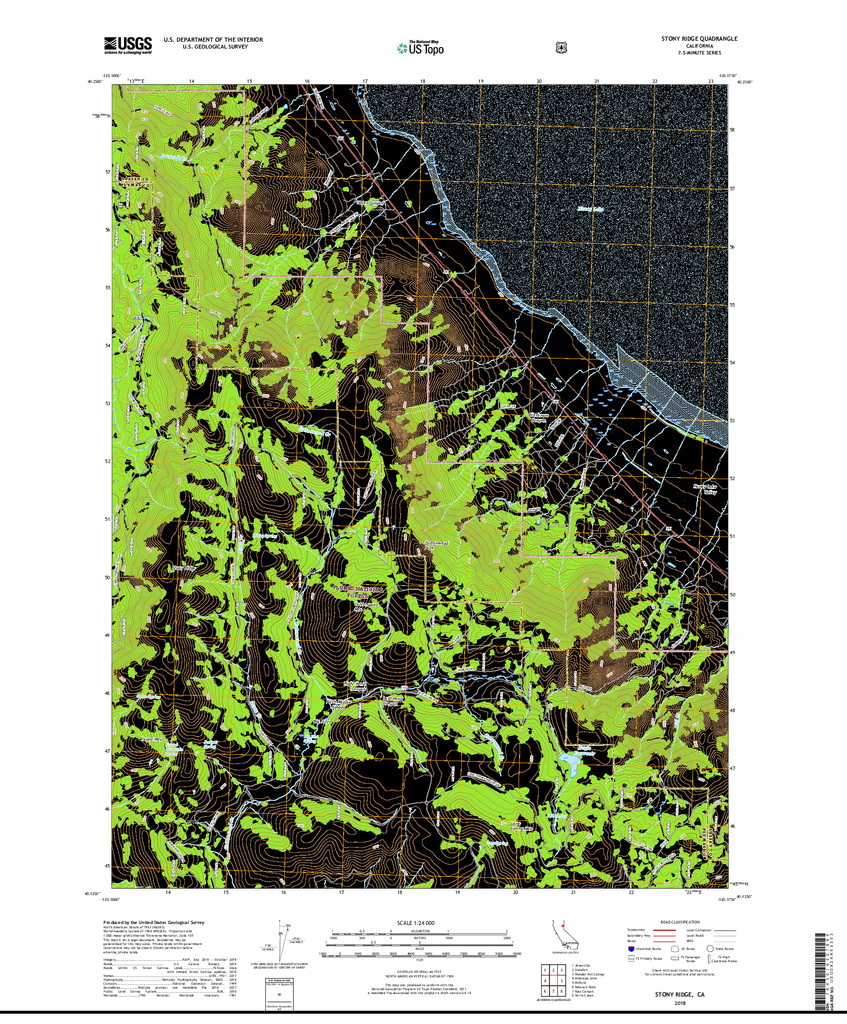 USGS US TOPO 7.5-MINUTE MAP FOR STONY RIDGE, CA 2018