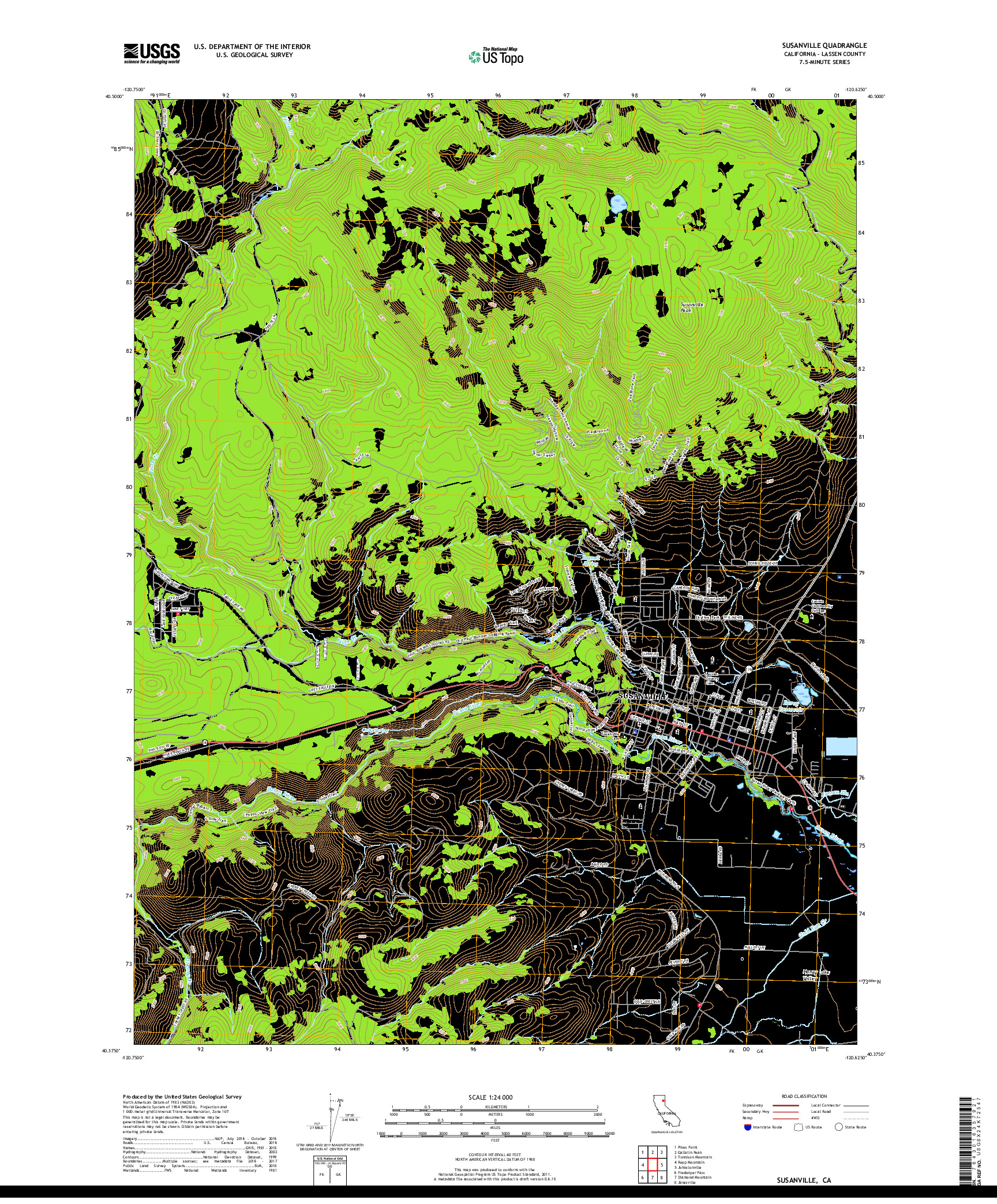 USGS US TOPO 7.5-MINUTE MAP FOR SUSANVILLE, CA 2018