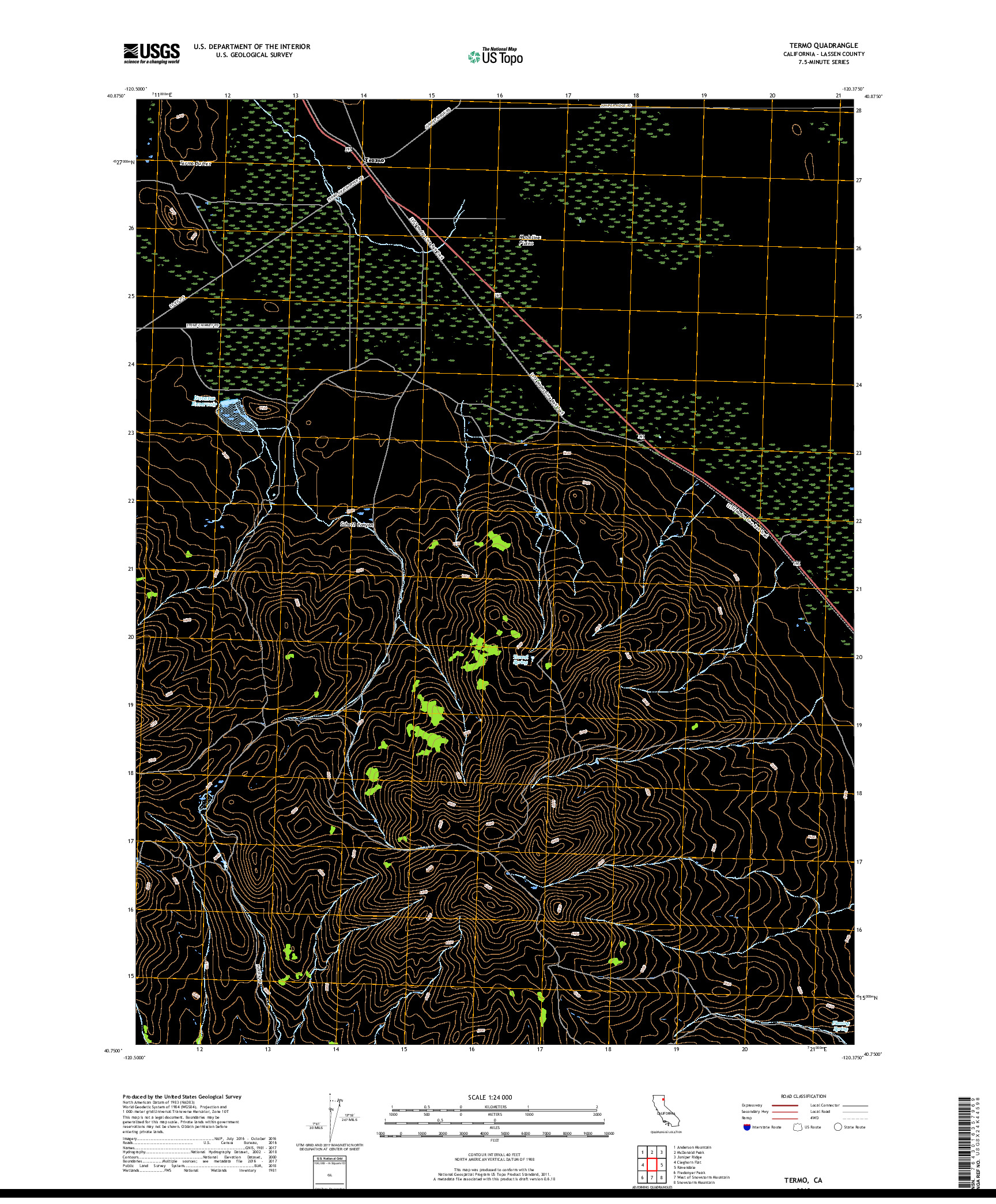 USGS US TOPO 7.5-MINUTE MAP FOR TERMO, CA 2018