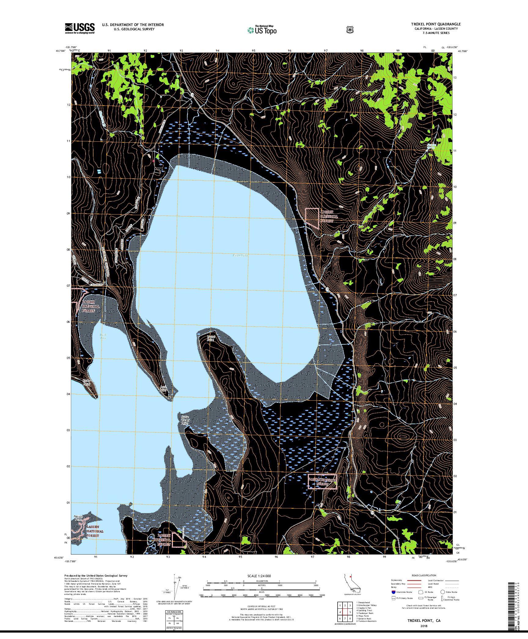 USGS US TOPO 7.5-MINUTE MAP FOR TROXEL POINT, CA 2018