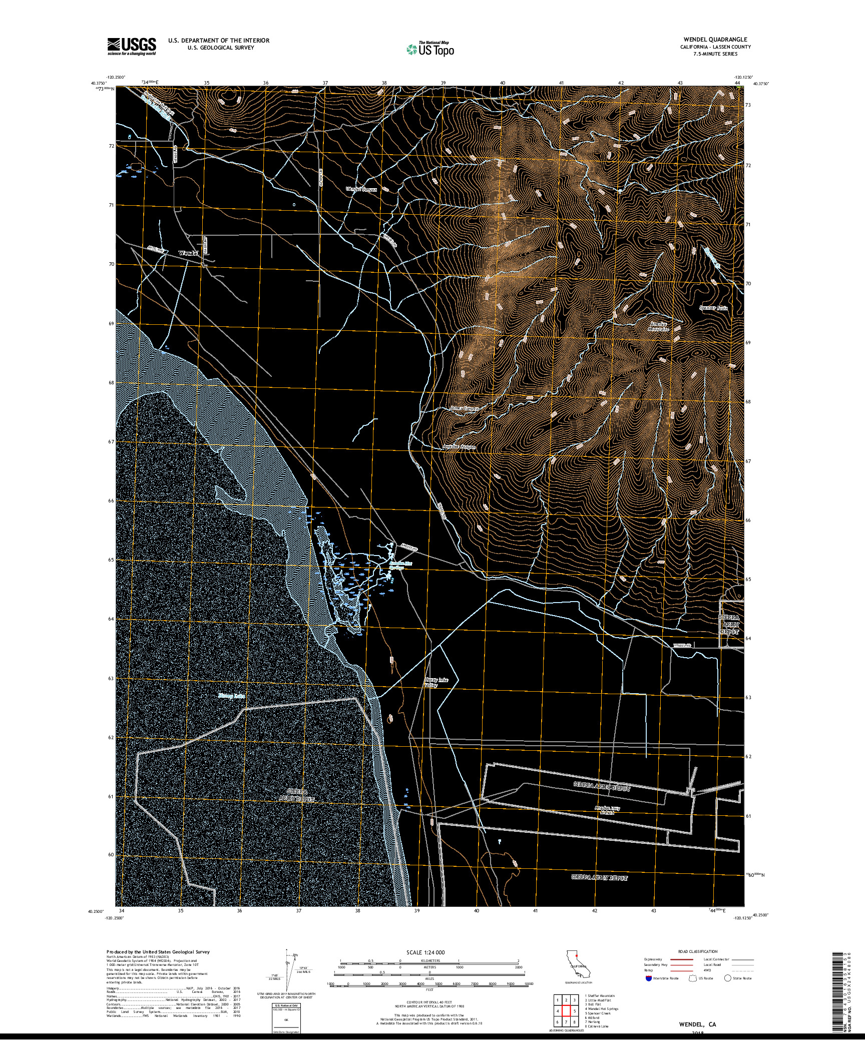 USGS US TOPO 7.5-MINUTE MAP FOR WENDEL, CA 2018