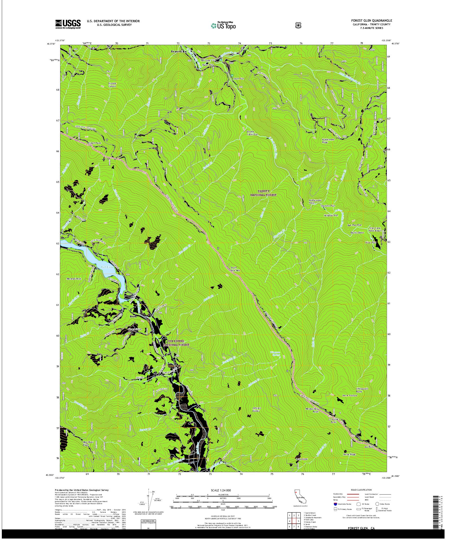 USGS US TOPO 7.5-MINUTE MAP FOR FOREST GLEN, CA 2018