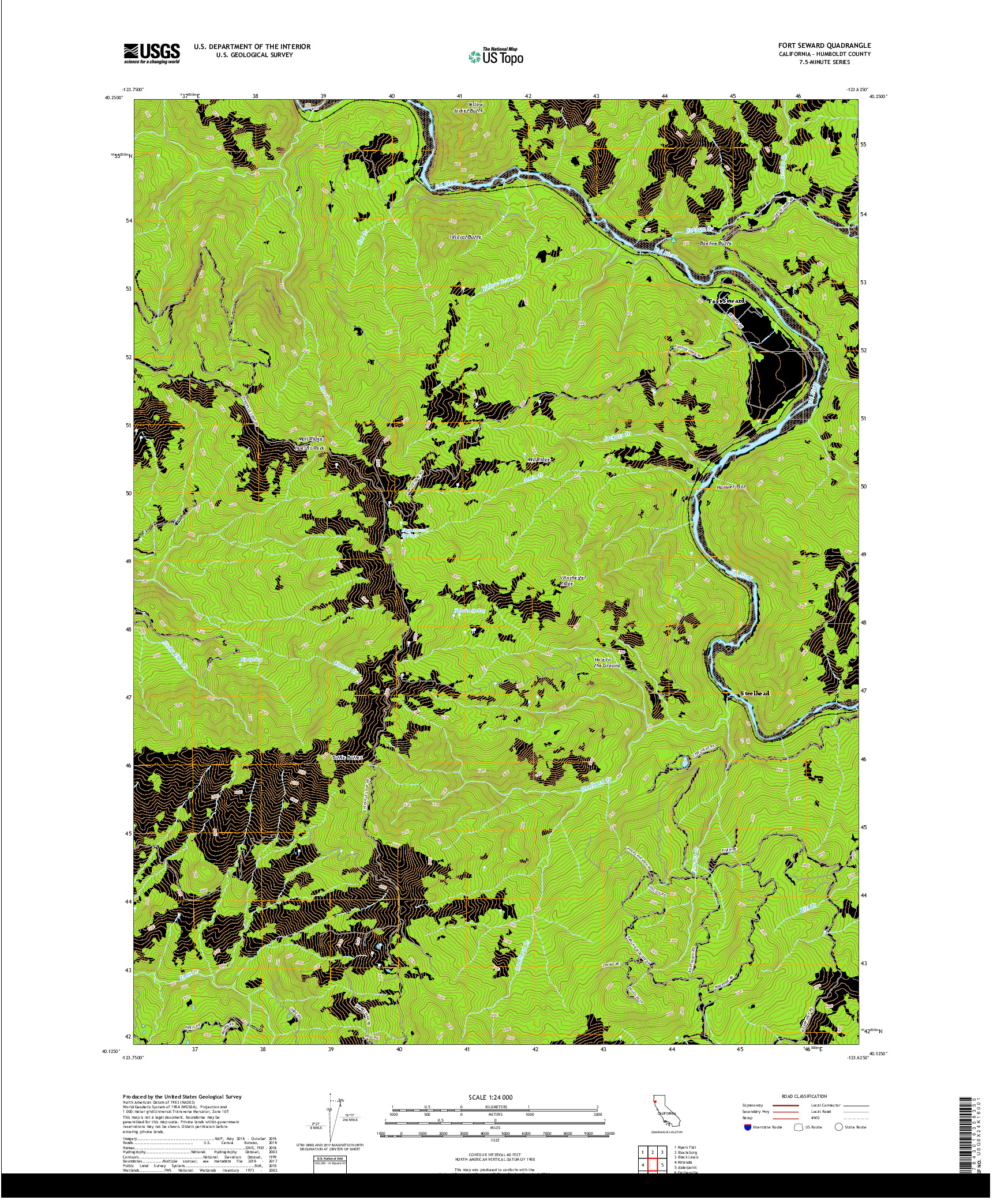 USGS US TOPO 7.5-MINUTE MAP FOR FORT SEWARD, CA 2018