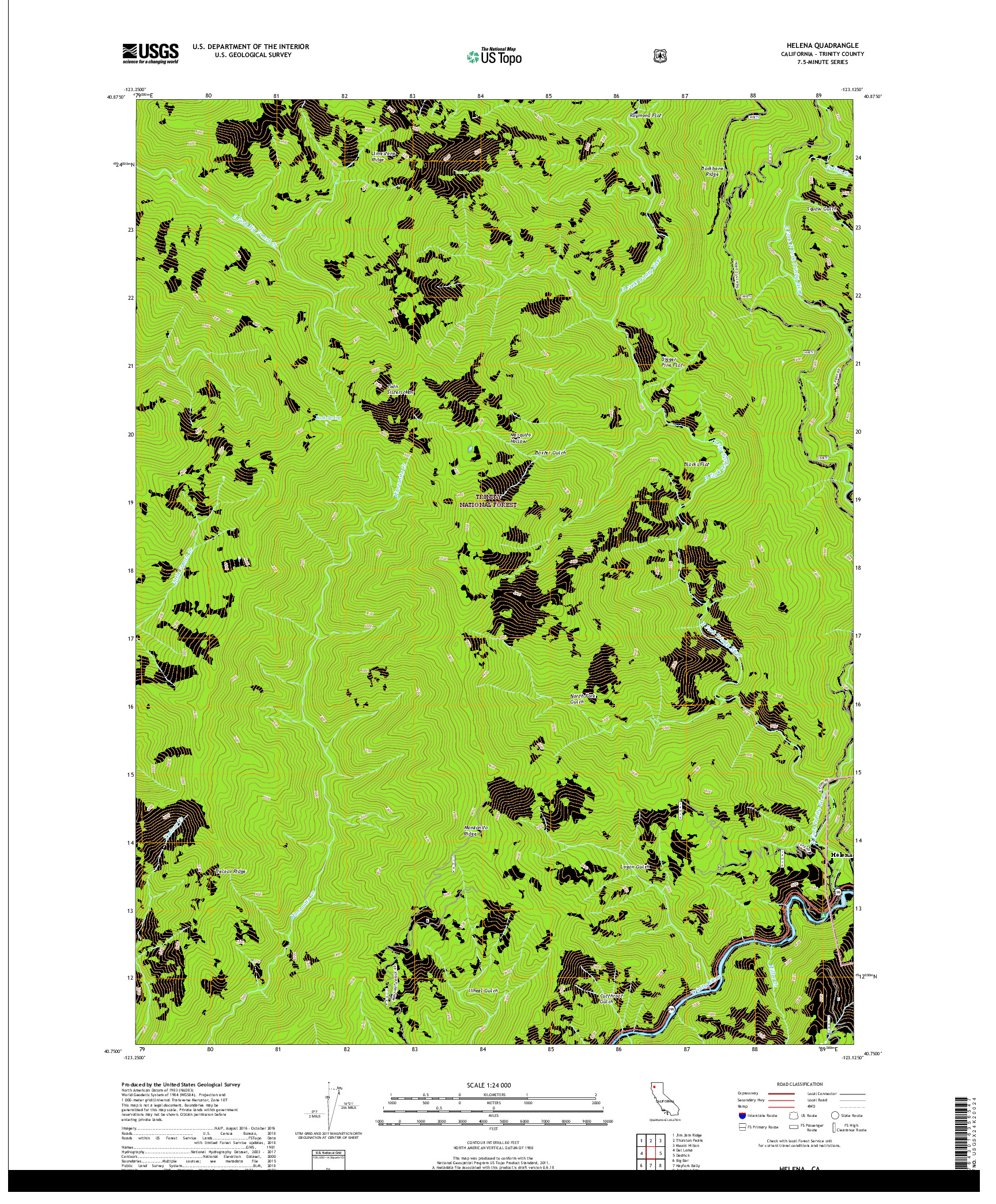 USGS US TOPO 7.5-MINUTE MAP FOR HELENA, CA 2018