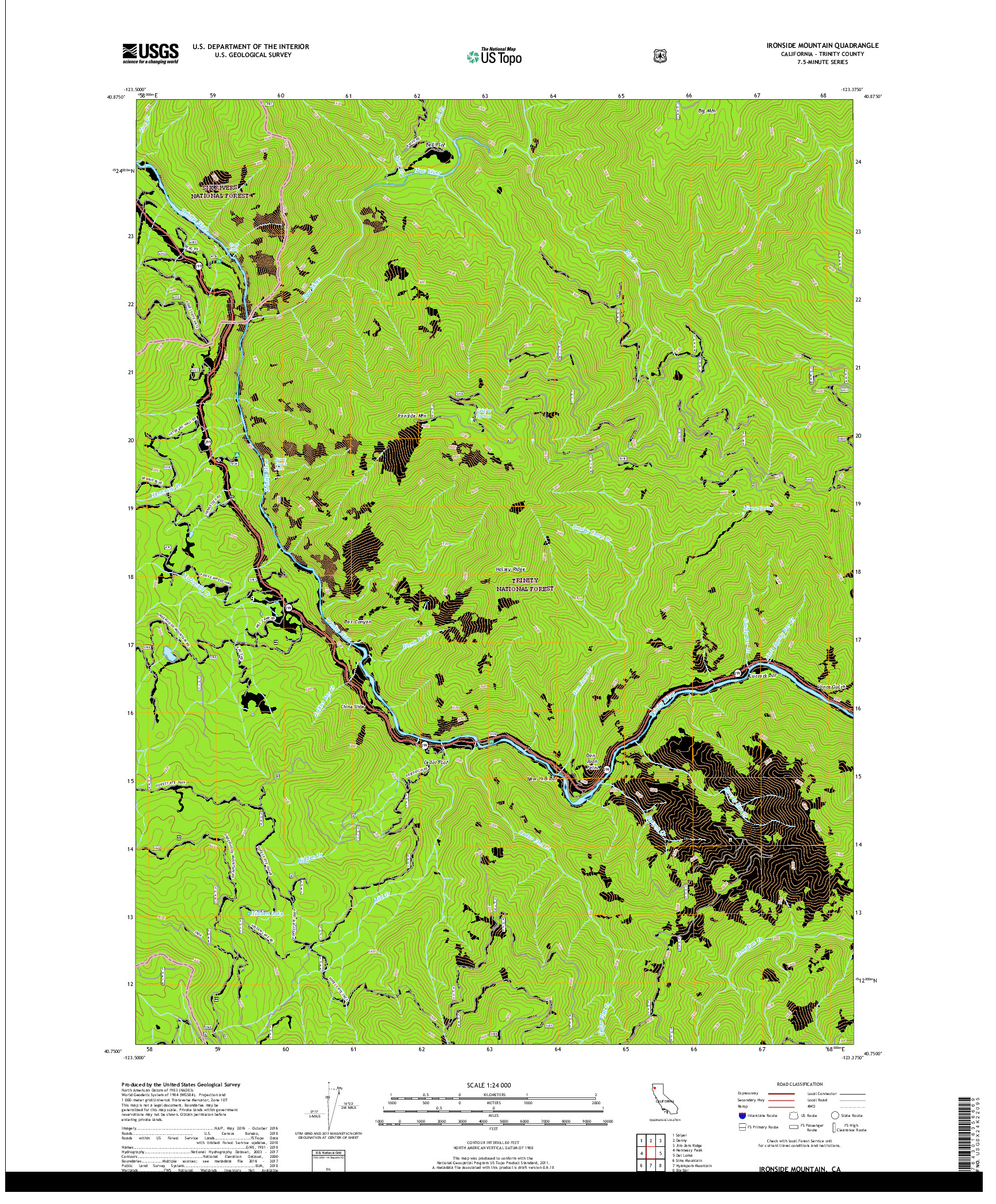 USGS US TOPO 7.5-MINUTE MAP FOR IRONSIDE MOUNTAIN, CA 2018