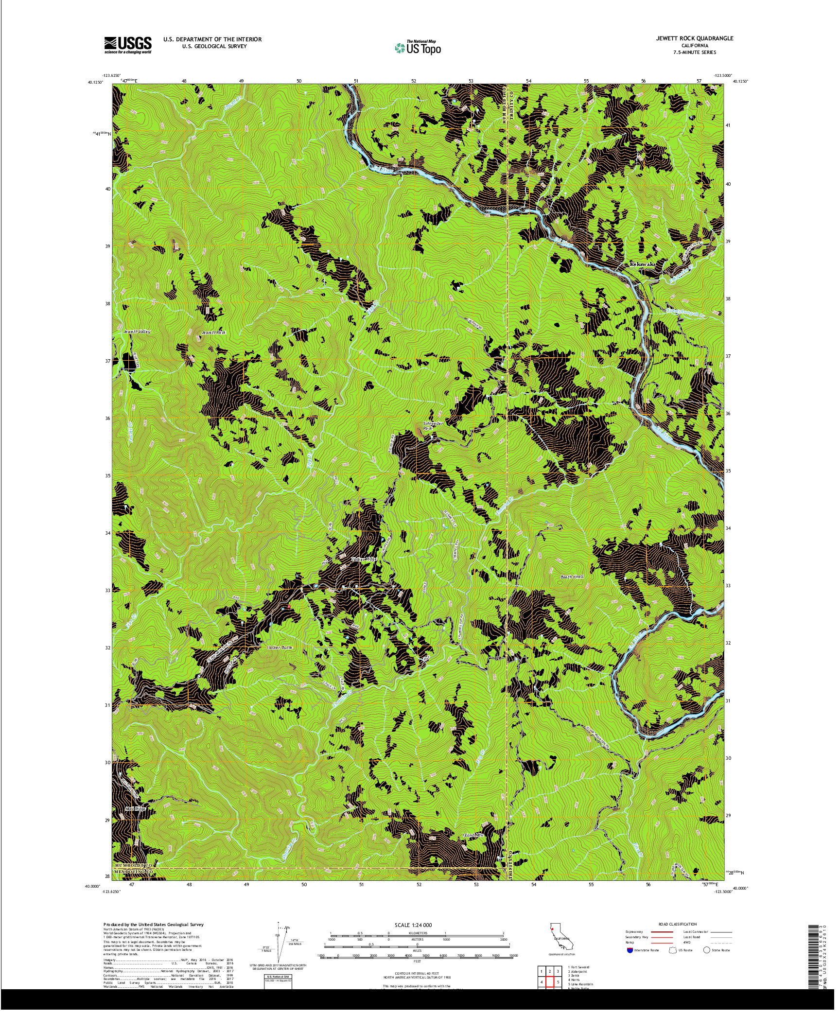 USGS US TOPO 7.5-MINUTE MAP FOR JEWETT ROCK, CA 2018