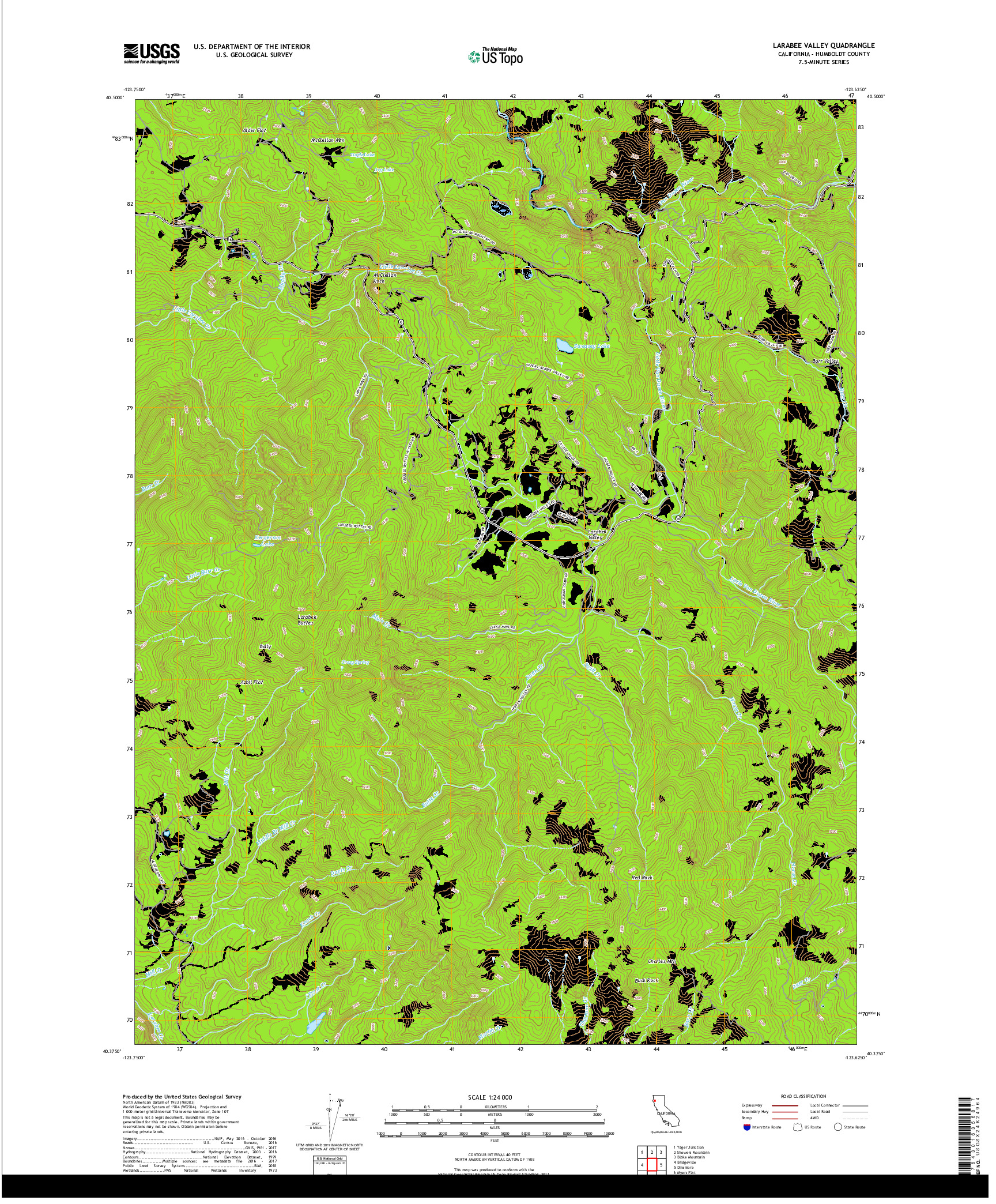 USGS US TOPO 7.5-MINUTE MAP FOR LARABEE VALLEY, CA 2018