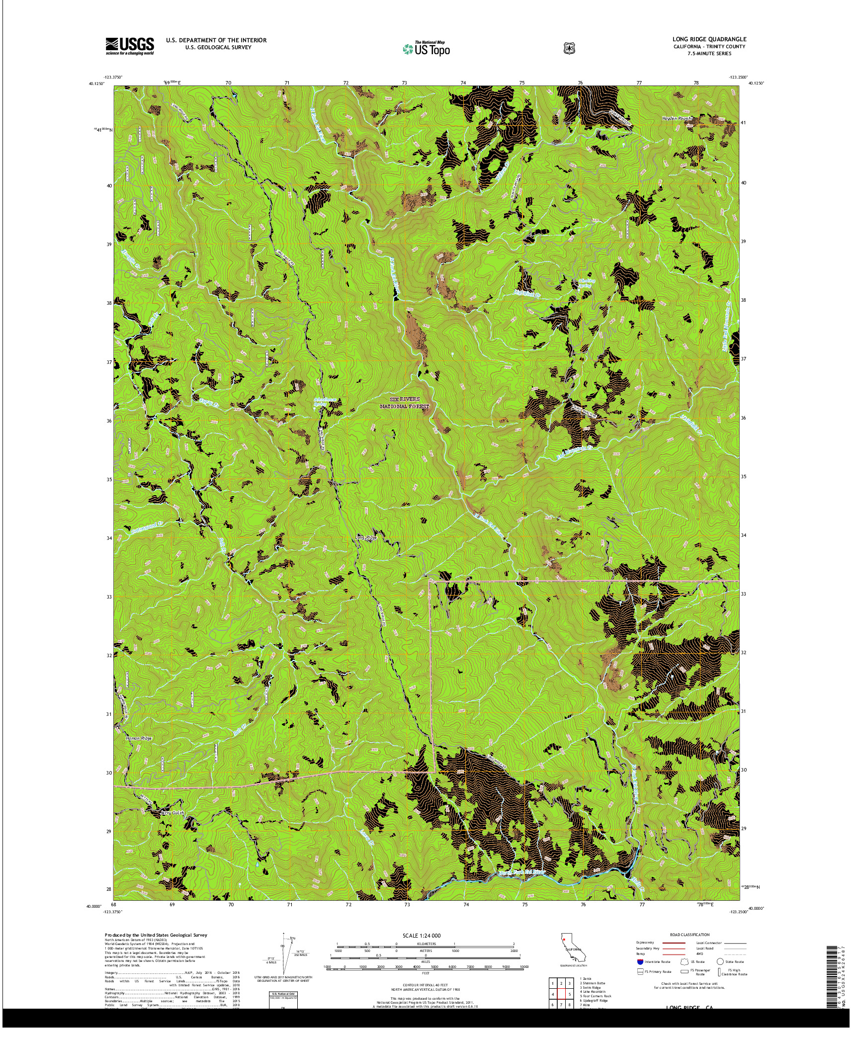 USGS US TOPO 7.5-MINUTE MAP FOR LONG RIDGE, CA 2018