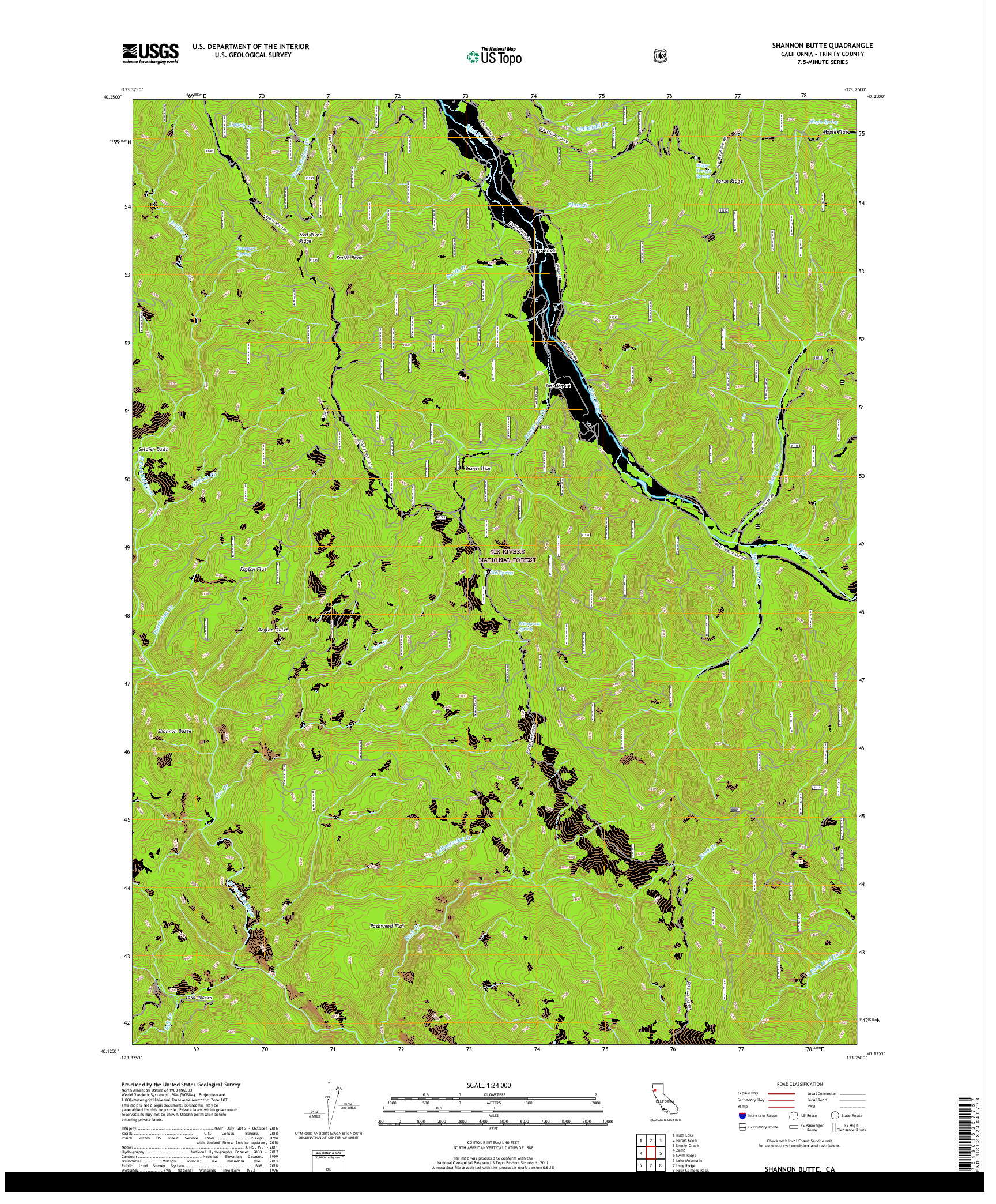 USGS US TOPO 7.5-MINUTE MAP FOR SHANNON BUTTE, CA 2018