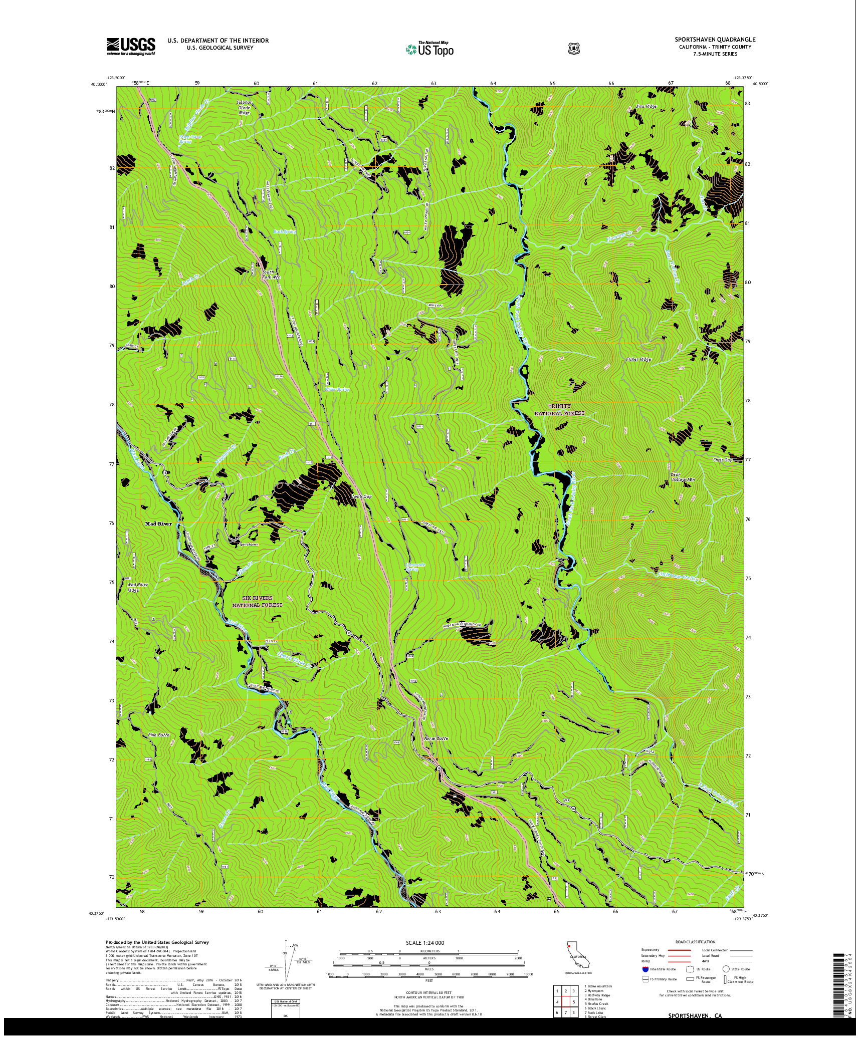 USGS US TOPO 7.5-MINUTE MAP FOR SPORTSHAVEN, CA 2018