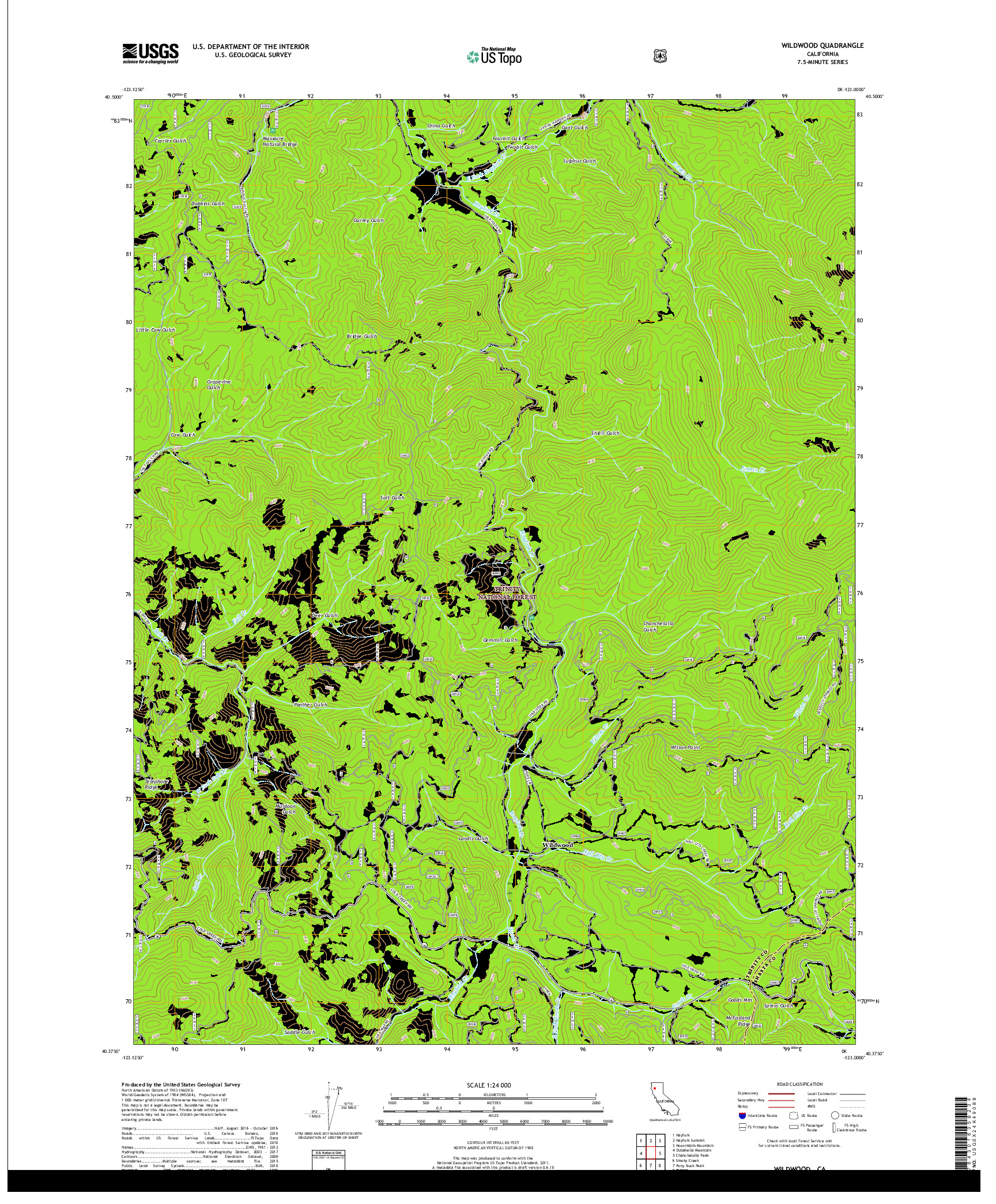 USGS US TOPO 7.5-MINUTE MAP FOR WILDWOOD, CA 2018