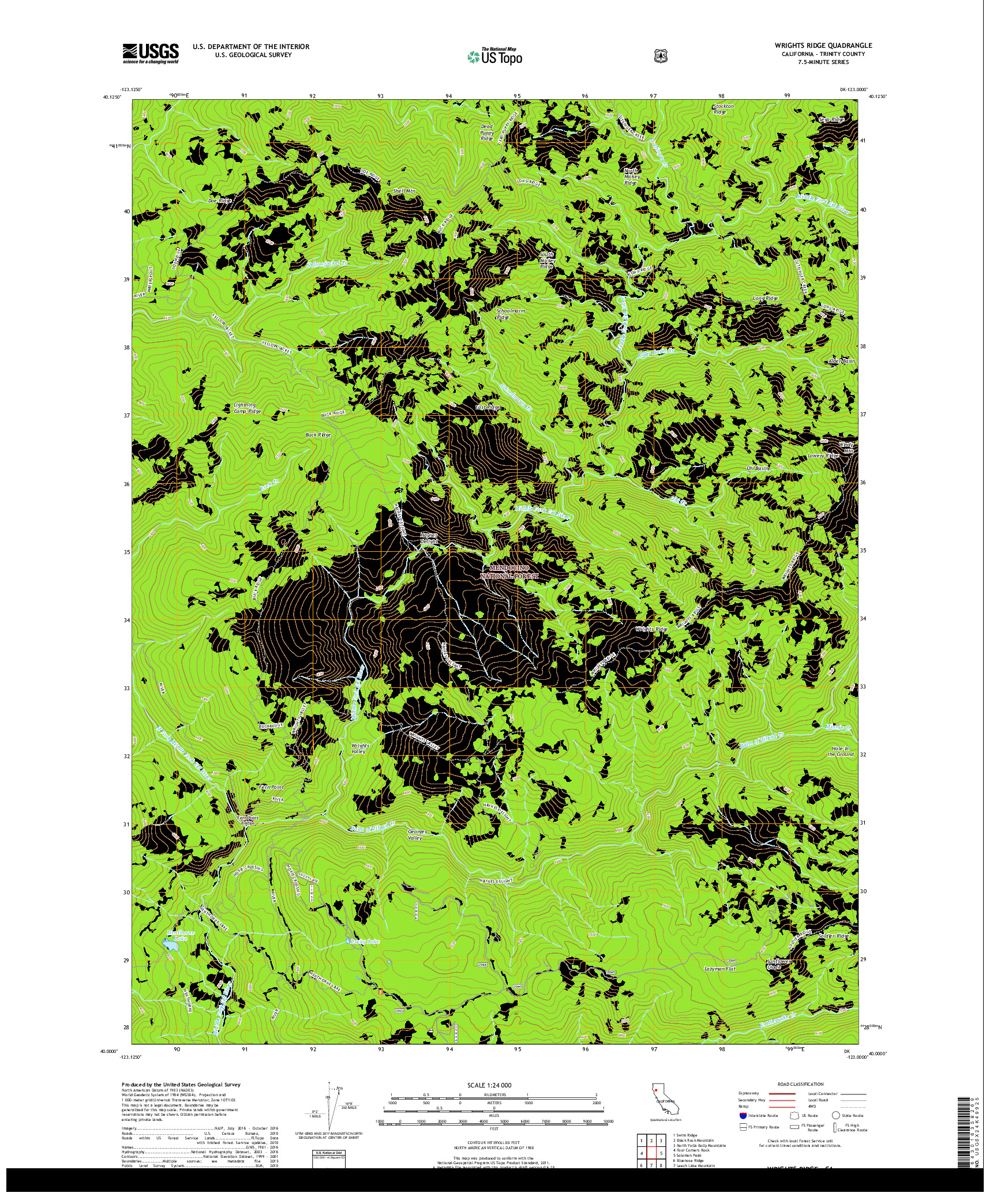 USGS US TOPO 7.5-MINUTE MAP FOR WRIGHTS RIDGE, CA 2018