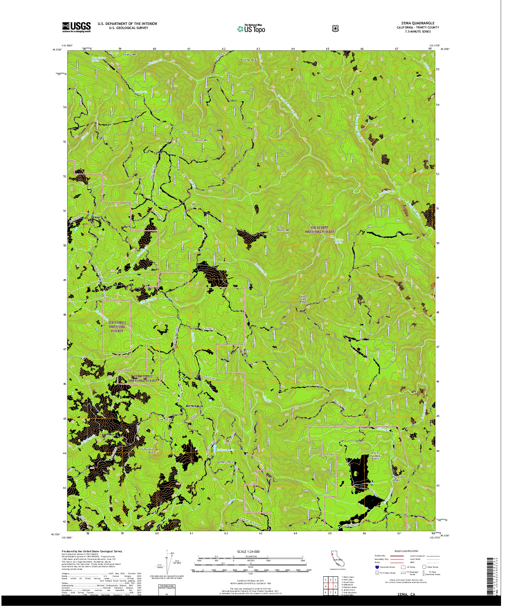 USGS US TOPO 7.5-MINUTE MAP FOR ZENIA, CA 2018