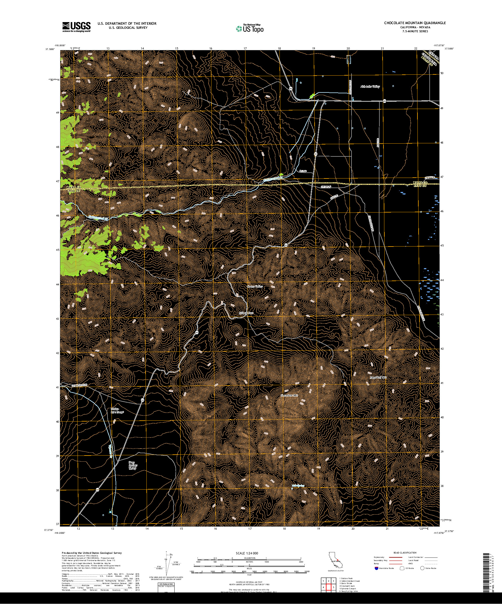 USGS US TOPO 7.5-MINUTE MAP FOR CHOCOLATE MOUNTAIN, CA,NV 2018