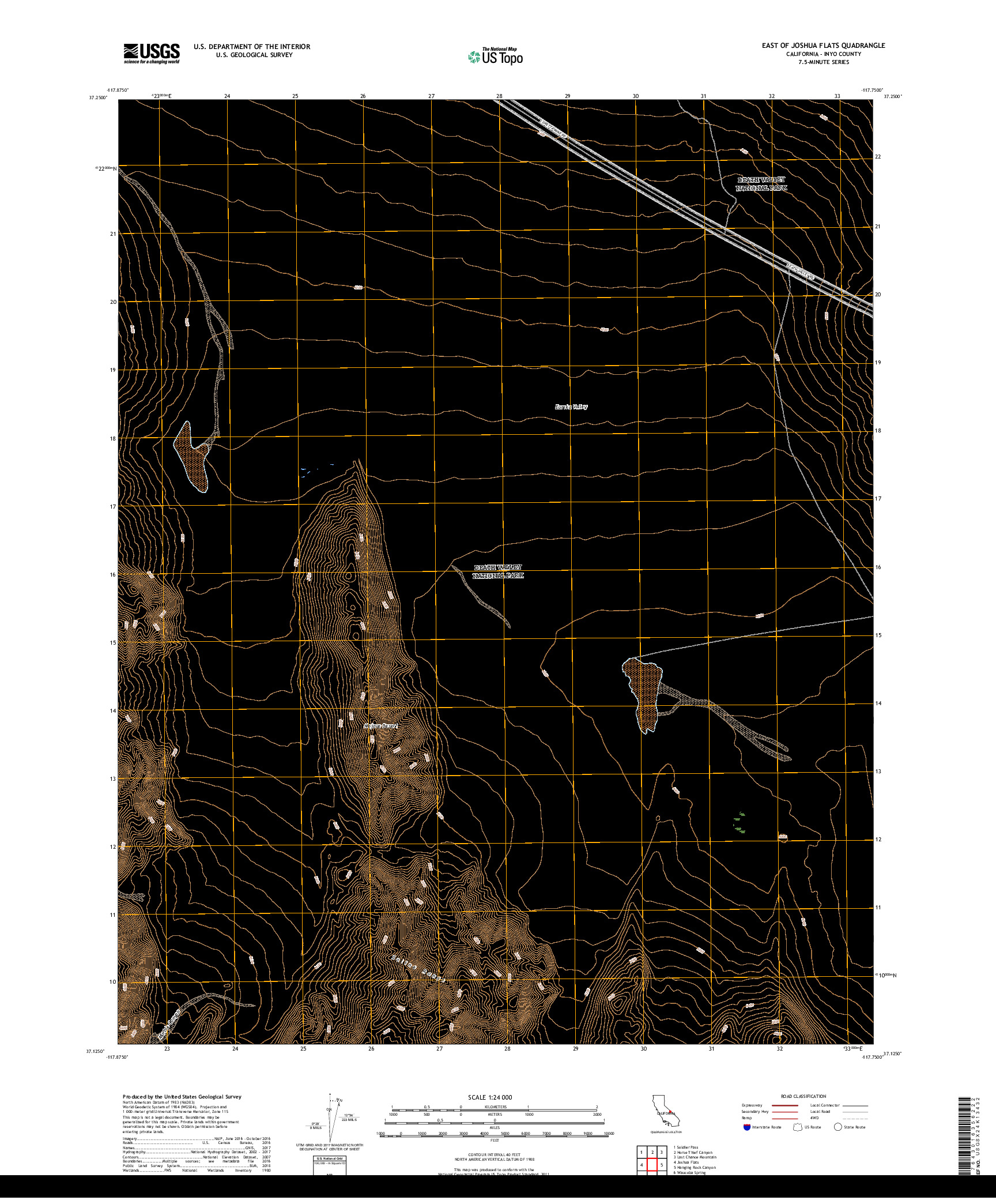 USGS US TOPO 7.5-MINUTE MAP FOR EAST OF JOSHUA FLATS, CA 2018