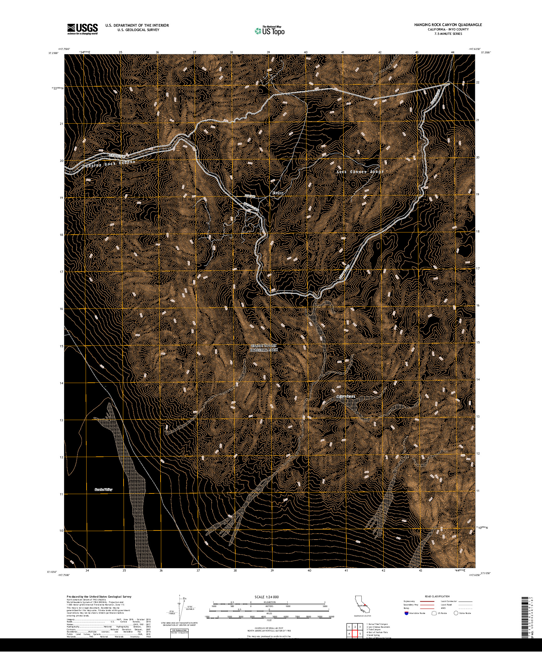 USGS US TOPO 7.5-MINUTE MAP FOR HANGING ROCK CANYON, CA 2018