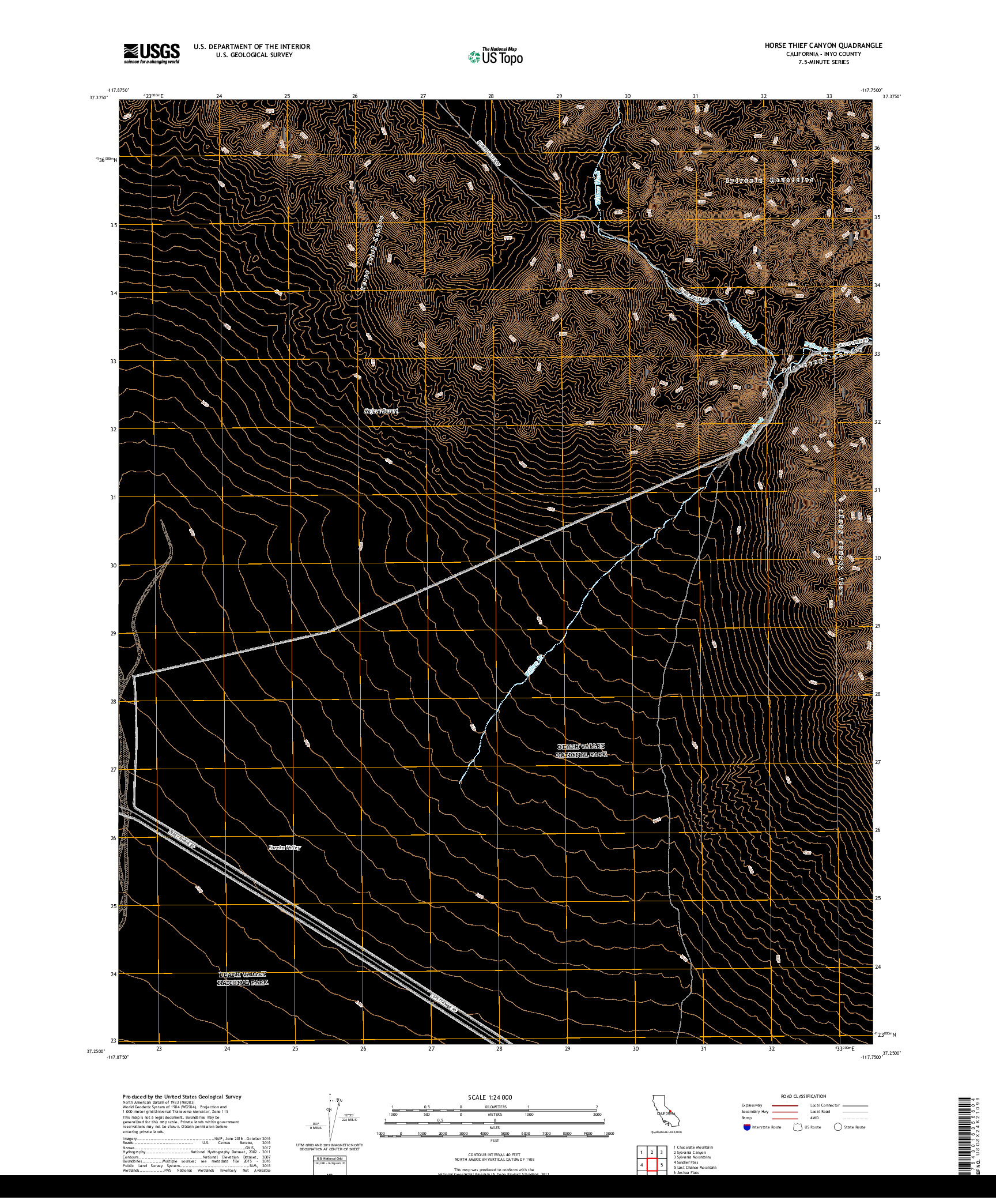 USGS US TOPO 7.5-MINUTE MAP FOR HORSE THIEF CANYON, CA 2018