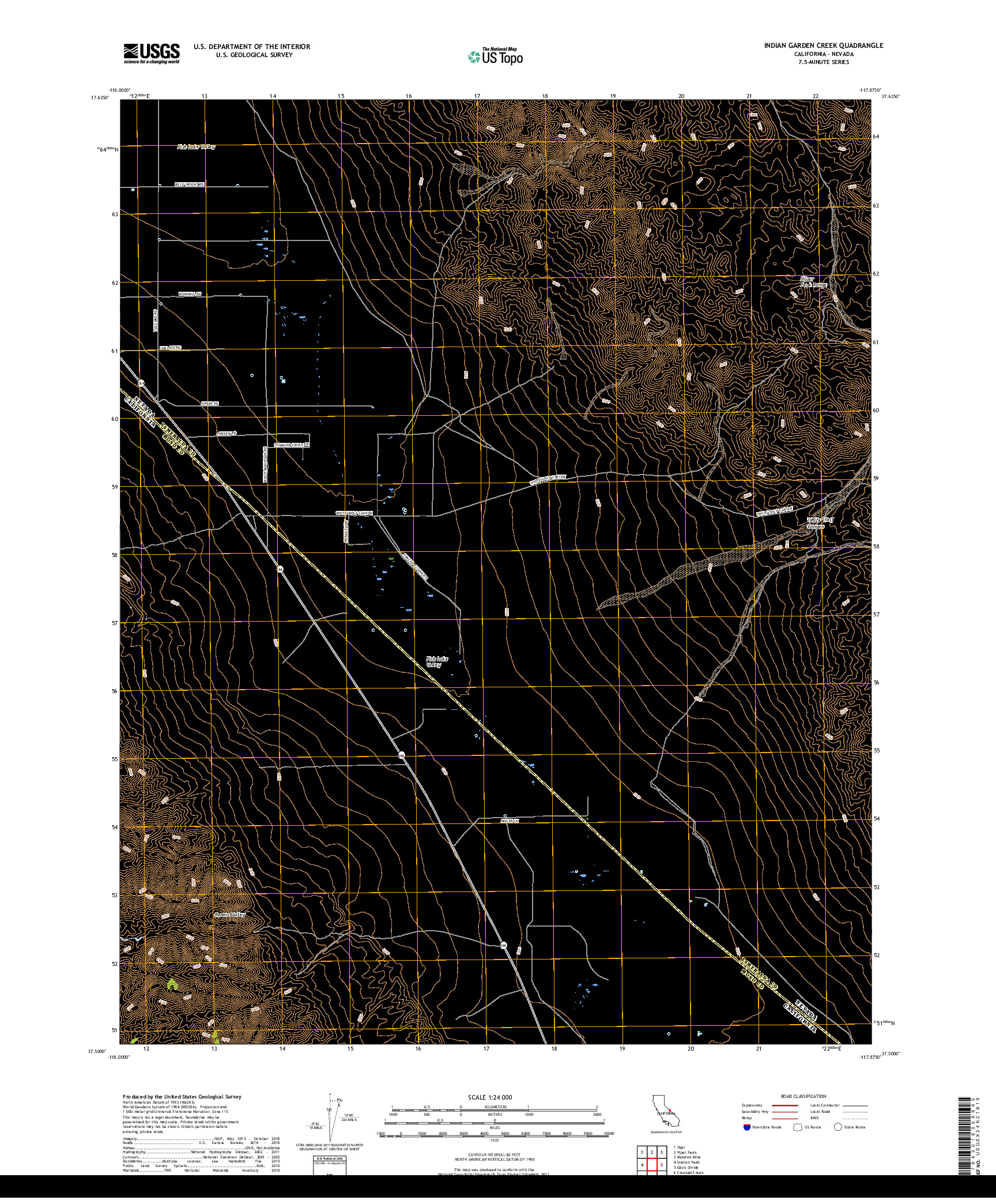 USGS US TOPO 7.5-MINUTE MAP FOR INDIAN GARDEN CREEK, CA,NV 2018