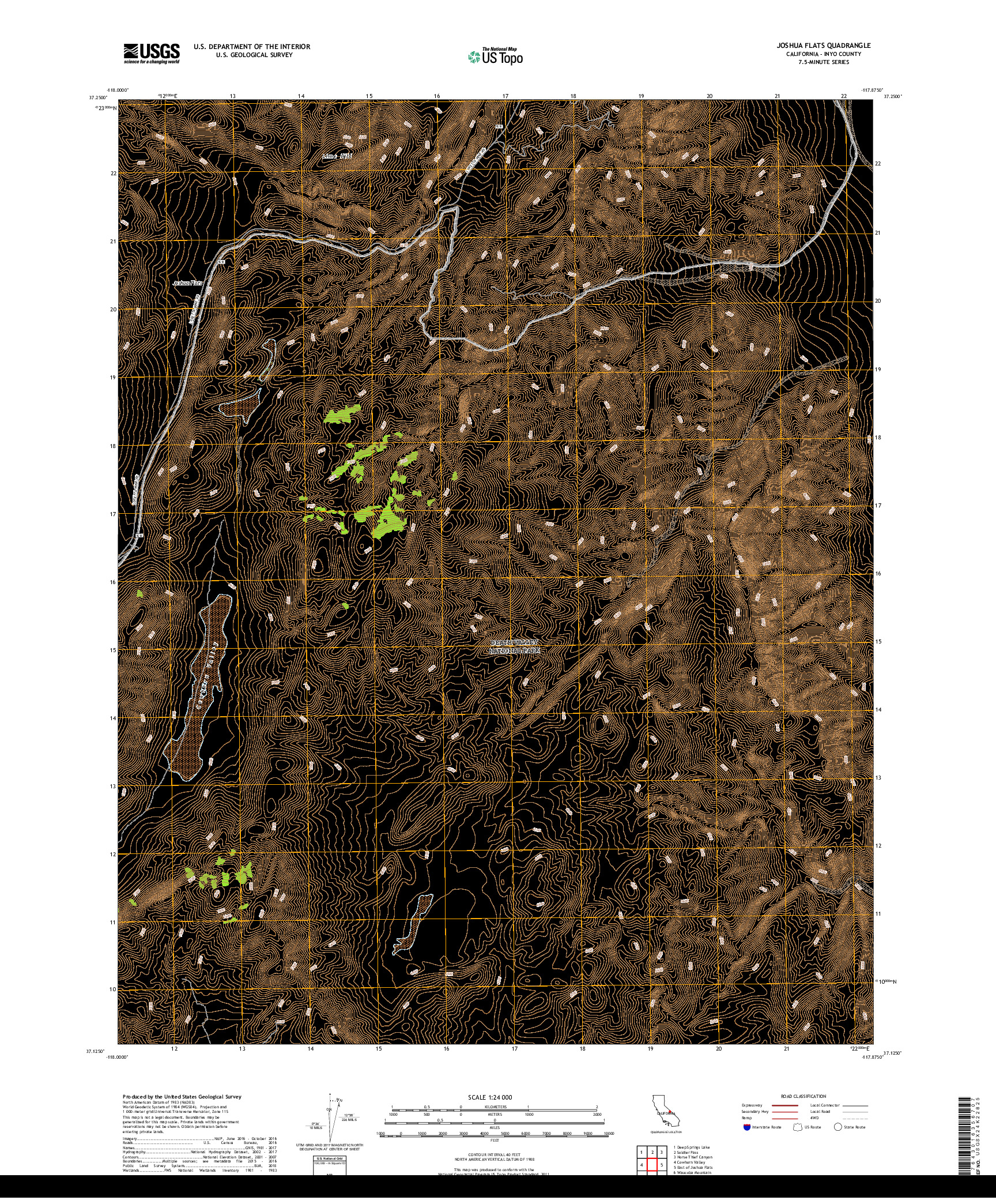 USGS US TOPO 7.5-MINUTE MAP FOR JOSHUA FLATS, CA 2018