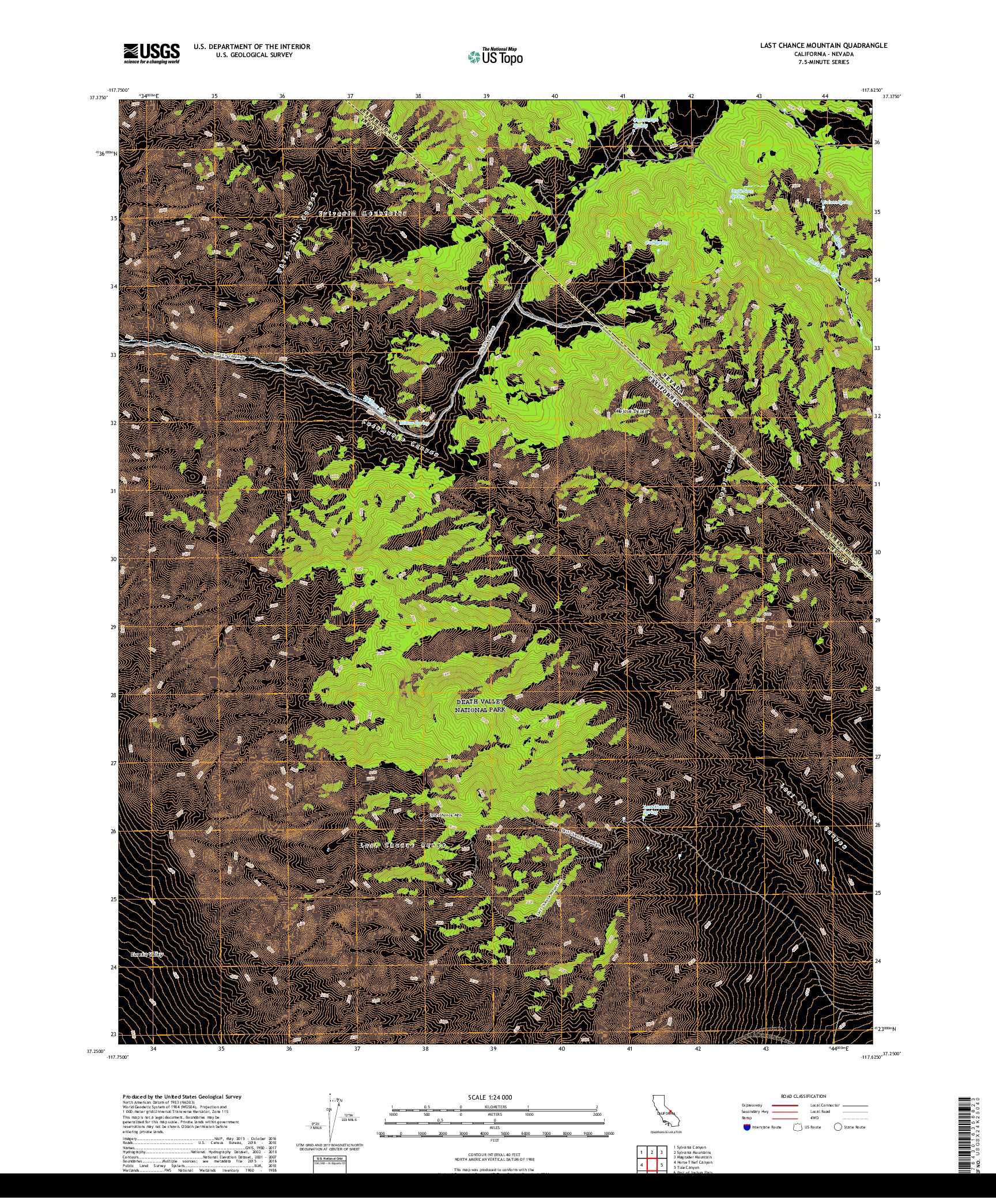 USGS US TOPO 7.5-MINUTE MAP FOR LAST CHANCE MOUNTAIN, CA,NV 2018