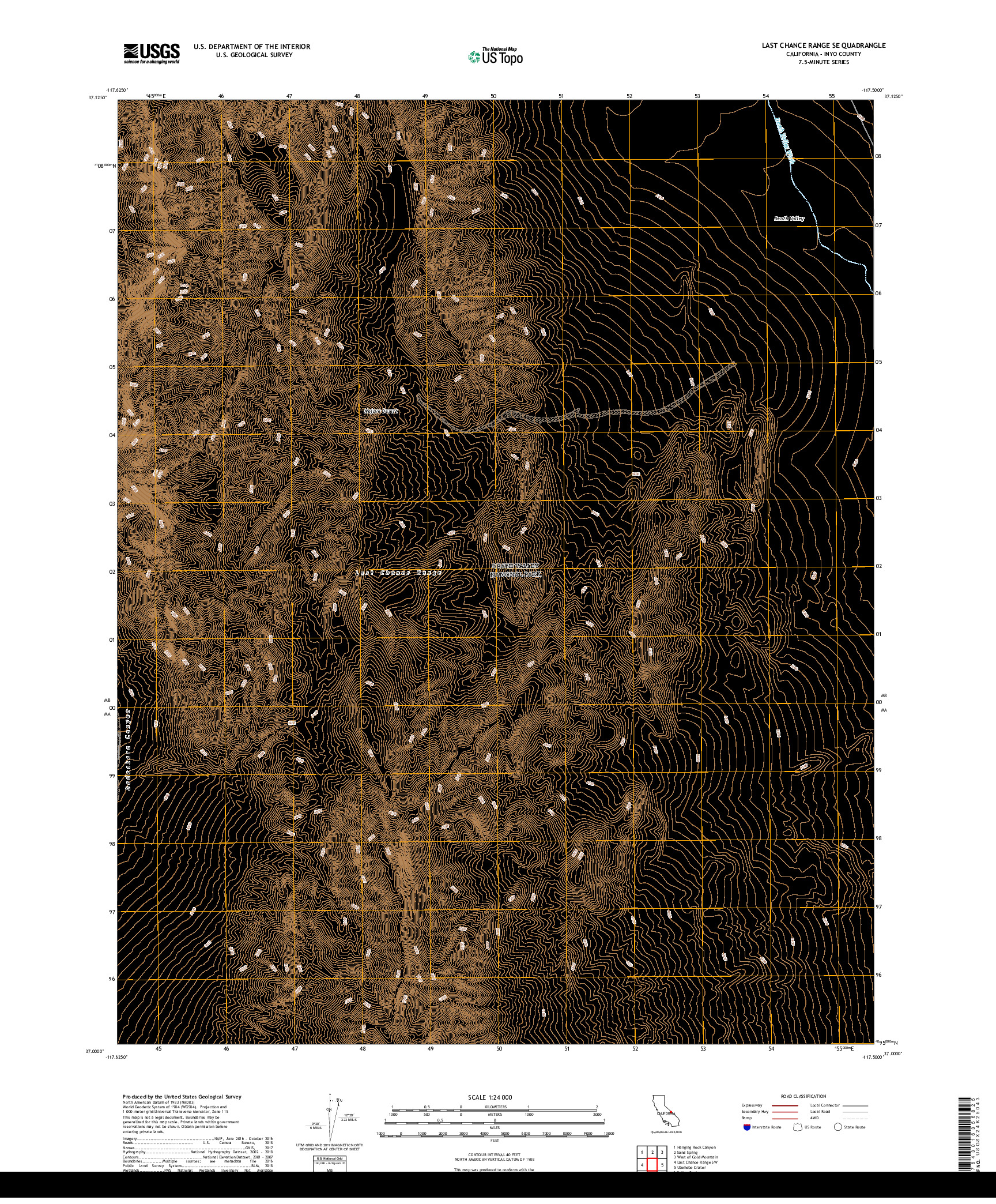 USGS US TOPO 7.5-MINUTE MAP FOR LAST CHANCE RANGE SE, CA 2018