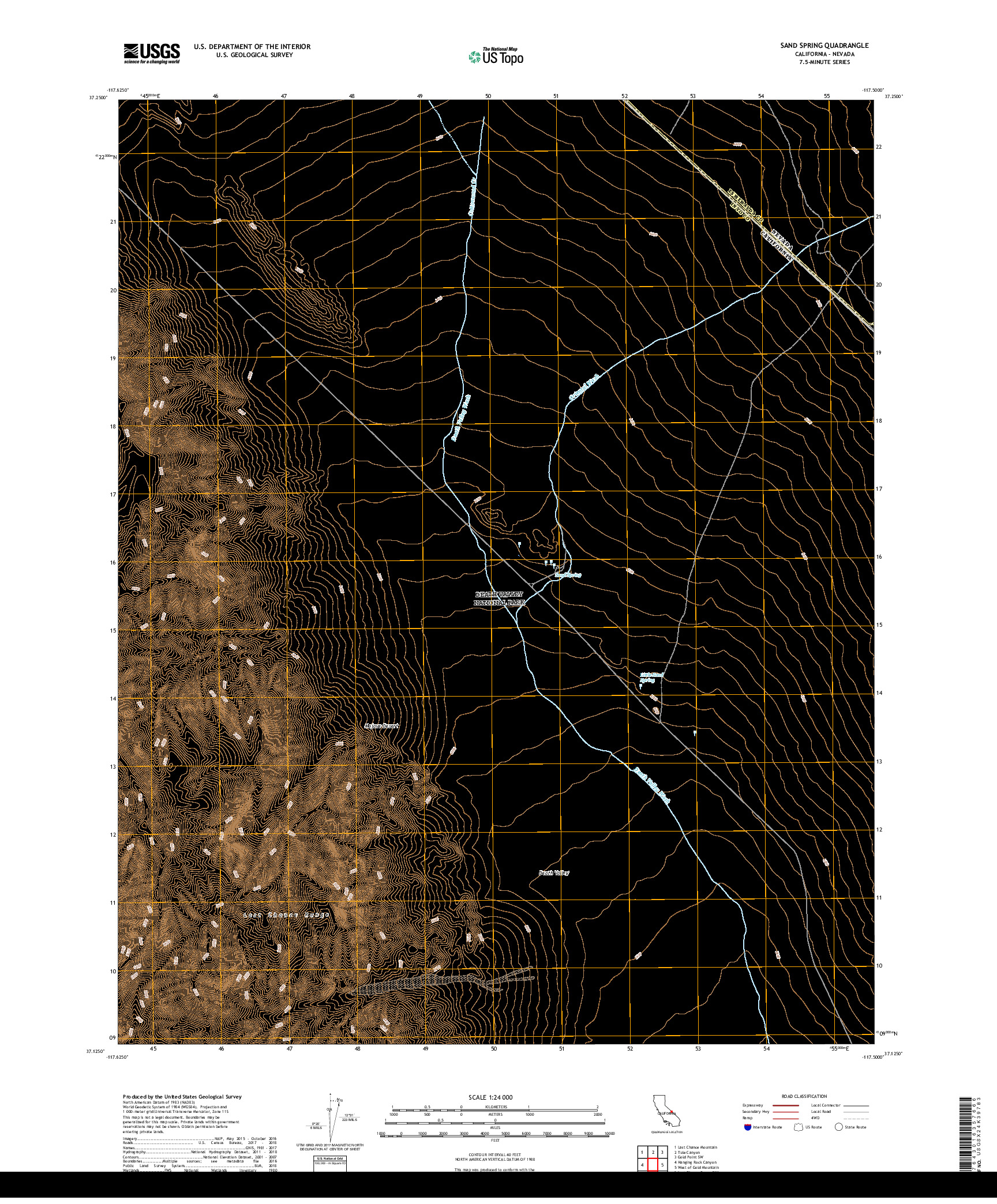 USGS US TOPO 7.5-MINUTE MAP FOR SAND SPRING, CA,NV 2018