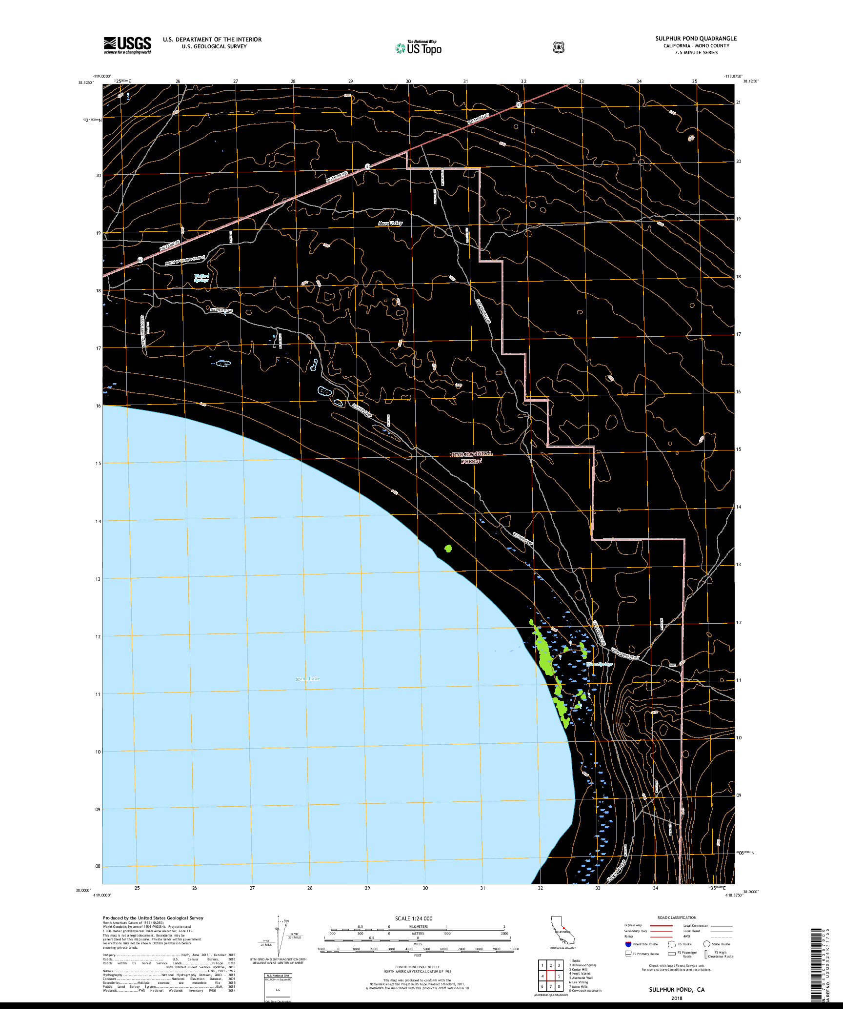 USGS US TOPO 7.5-MINUTE MAP FOR SULPHUR POND, CA 2018