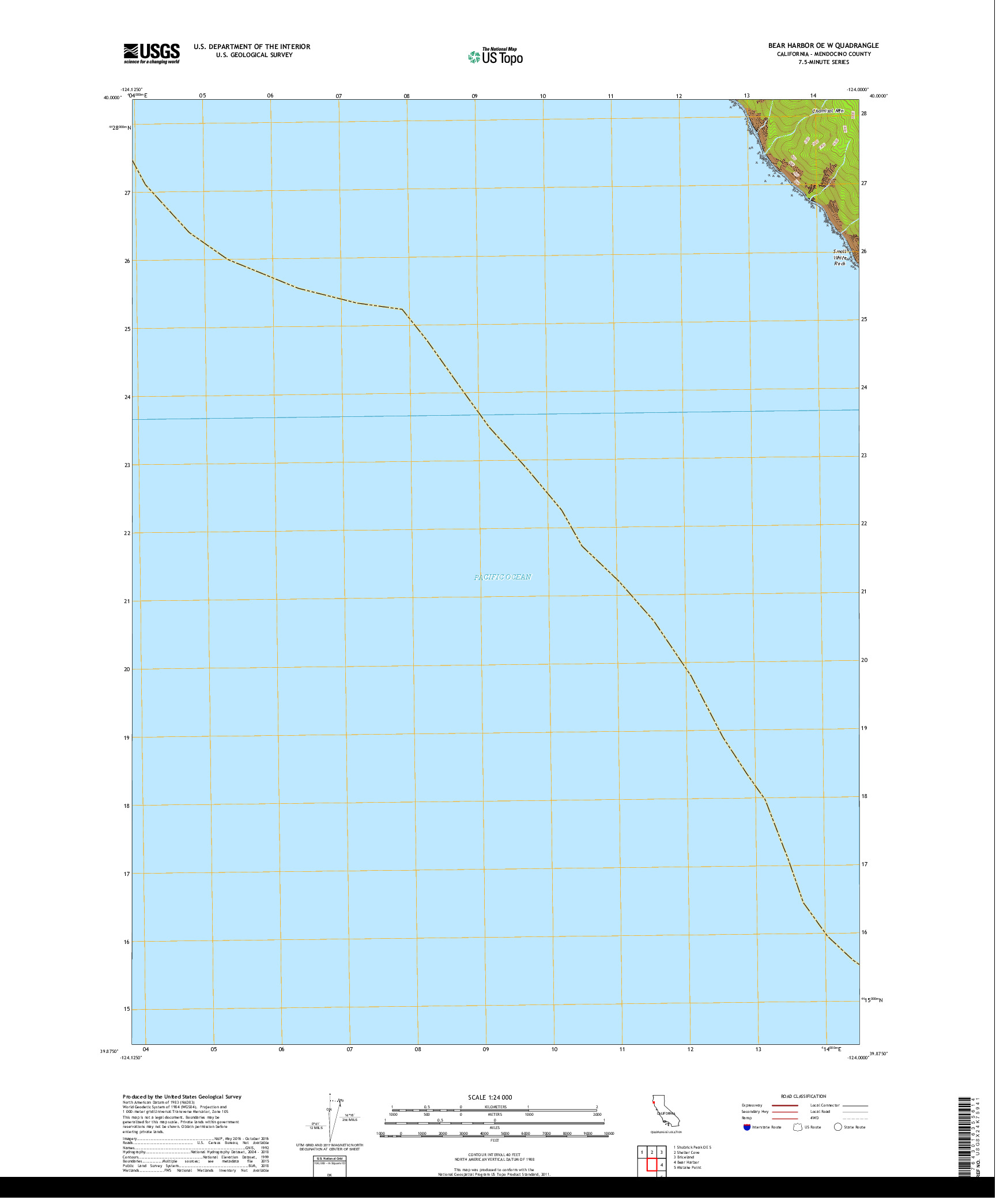 USGS US TOPO 7.5-MINUTE MAP FOR BEAR HARBOR OE W, CA 2018