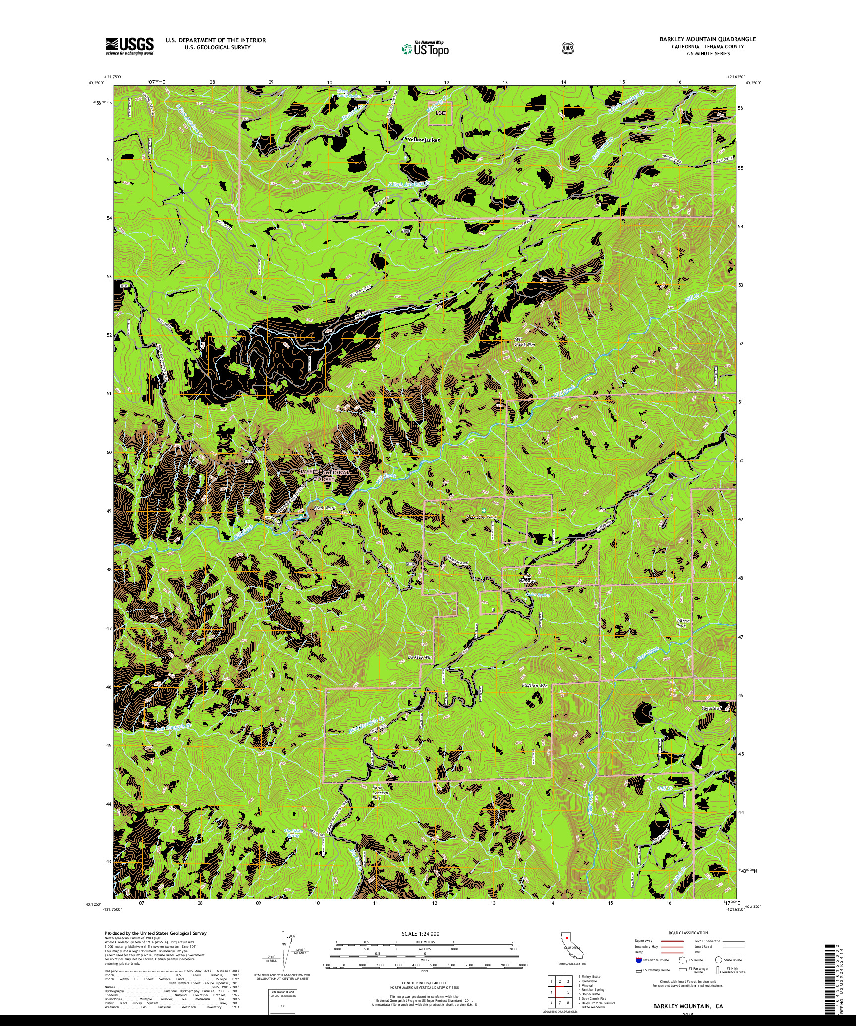 USGS US TOPO 7.5-MINUTE MAP FOR BARKLEY MOUNTAIN, CA 2018