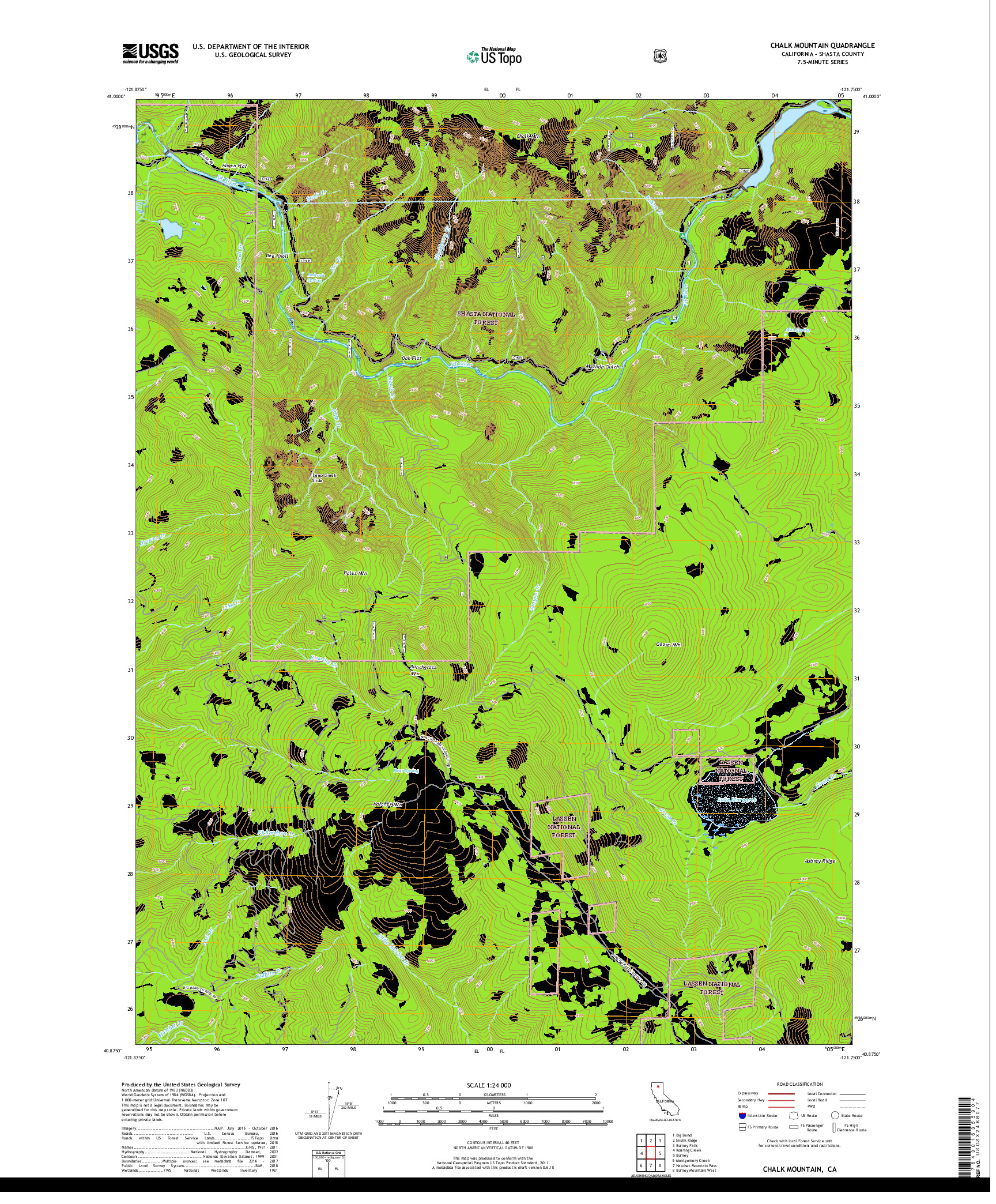 USGS US TOPO 7.5-MINUTE MAP FOR CHALK MOUNTAIN, CA 2018