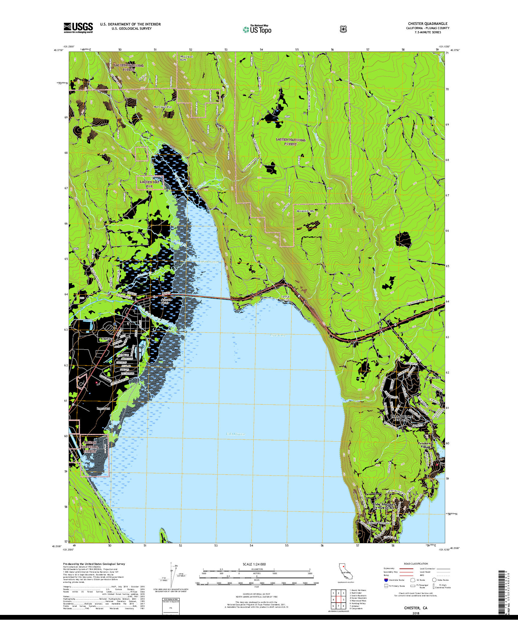 USGS US TOPO 7.5-MINUTE MAP FOR CHESTER, CA 2018