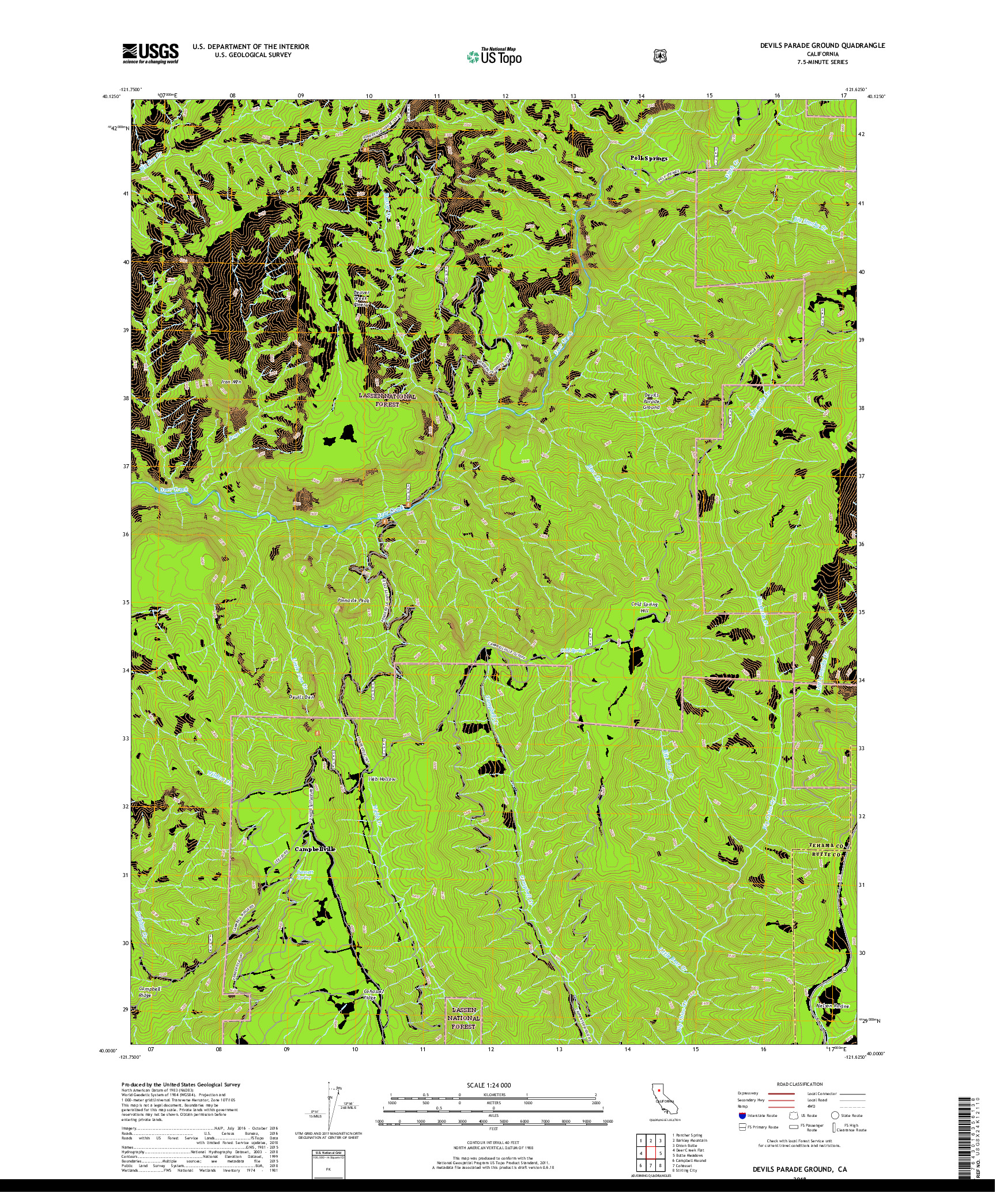 USGS US TOPO 7.5-MINUTE MAP FOR DEVILS PARADE GROUND, CA 2018