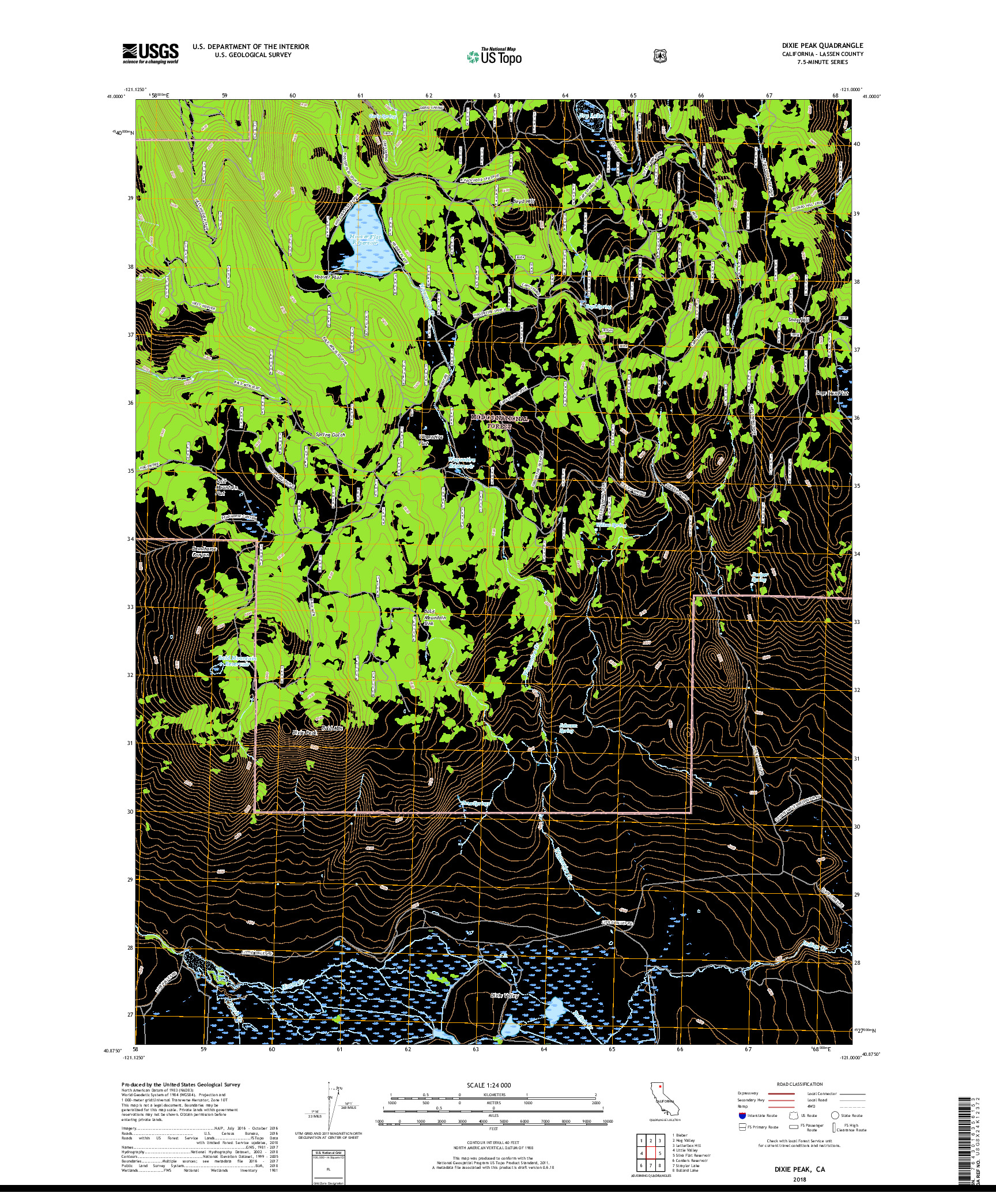 USGS US TOPO 7.5-MINUTE MAP FOR DIXIE PEAK, CA 2018
