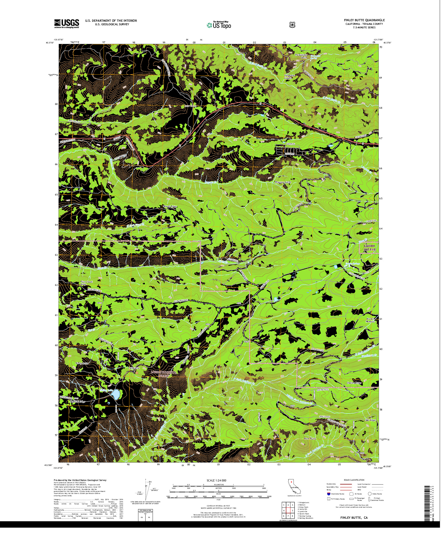 USGS US TOPO 7.5-MINUTE MAP FOR FINLEY BUTTE, CA 2018