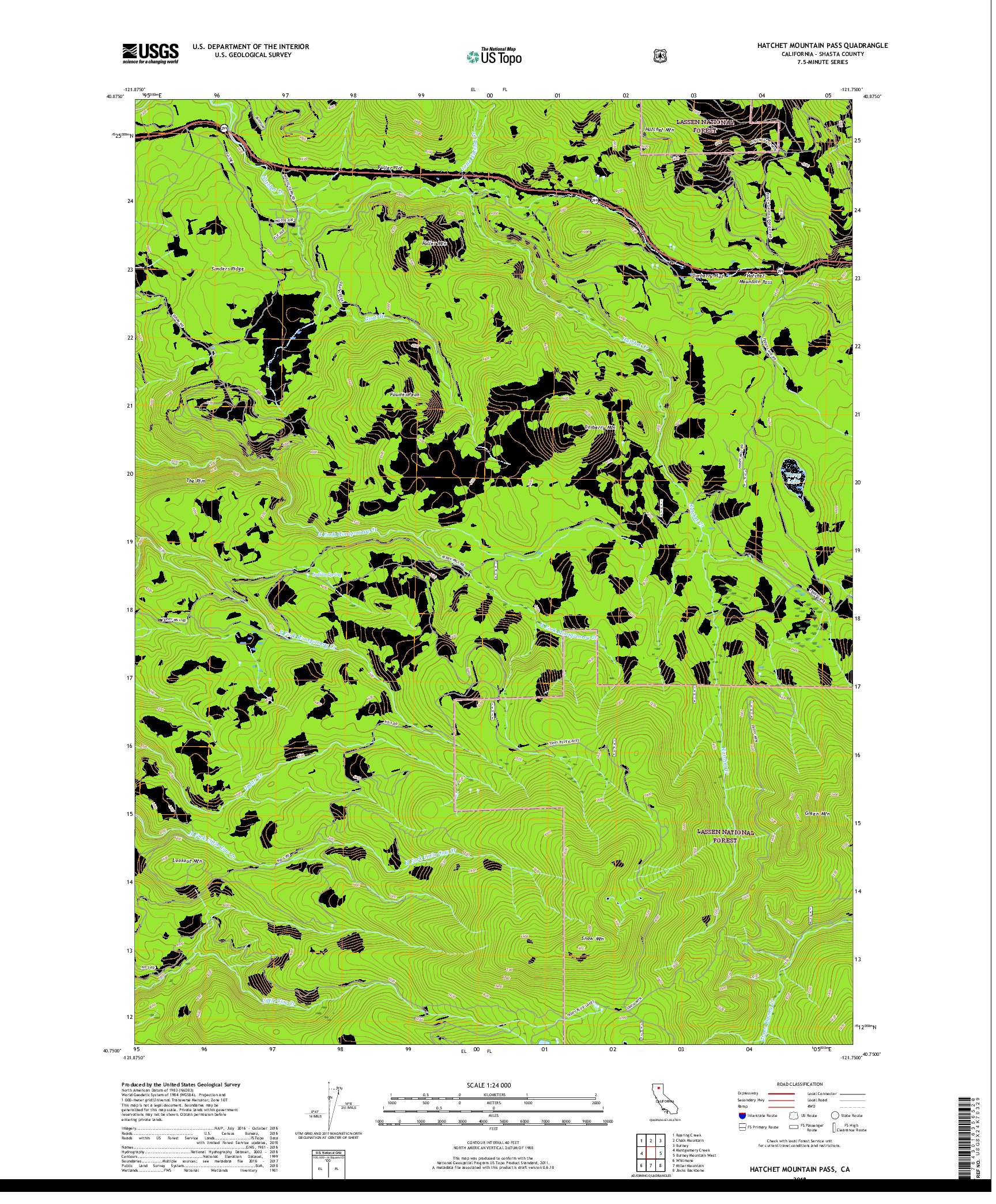 USGS US TOPO 7.5-MINUTE MAP FOR HATCHET MOUNTAIN PASS, CA 2018