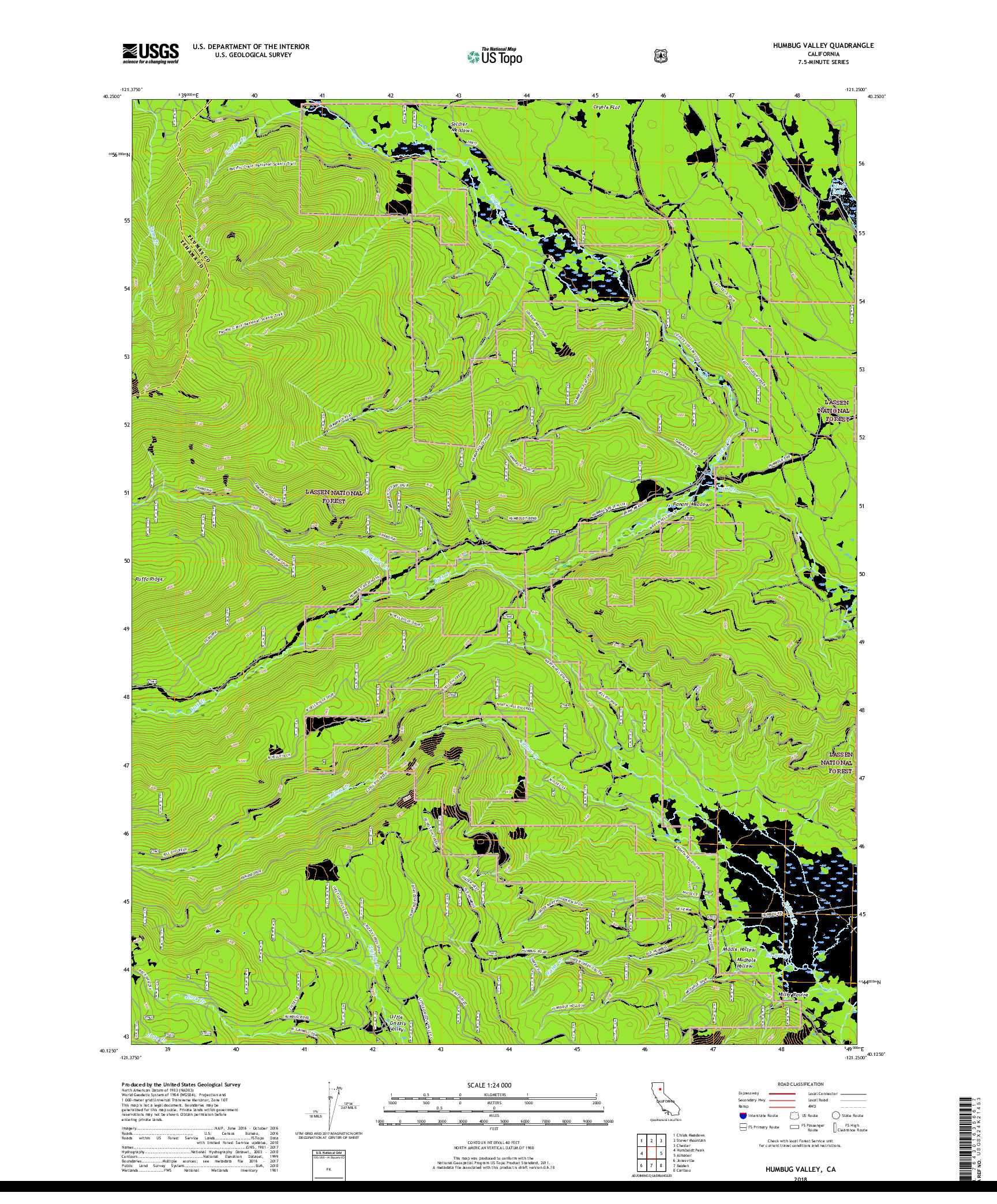 USGS US TOPO 7.5-MINUTE MAP FOR HUMBUG VALLEY, CA 2018