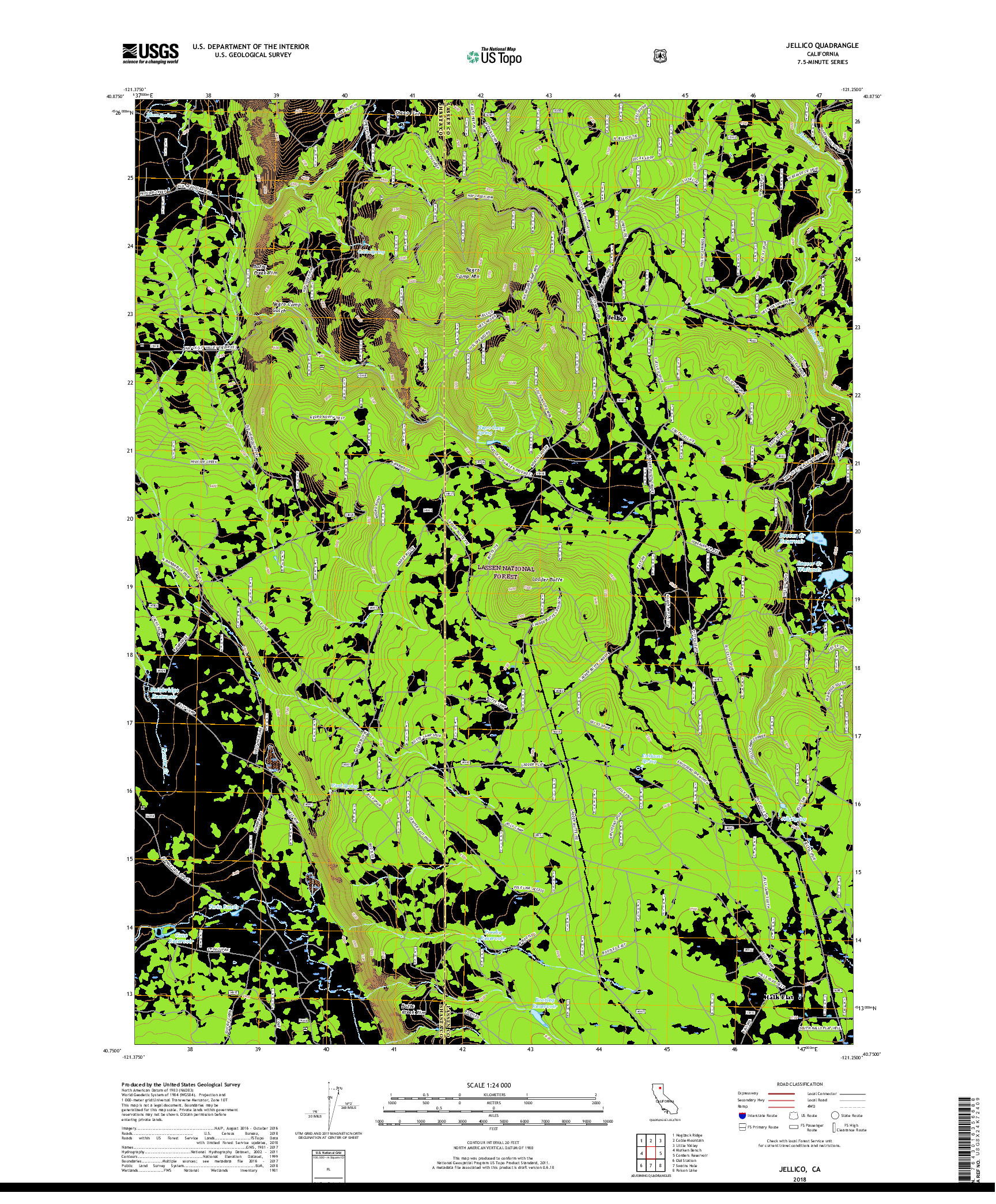 USGS US TOPO 7.5-MINUTE MAP FOR JELLICO, CA 2018