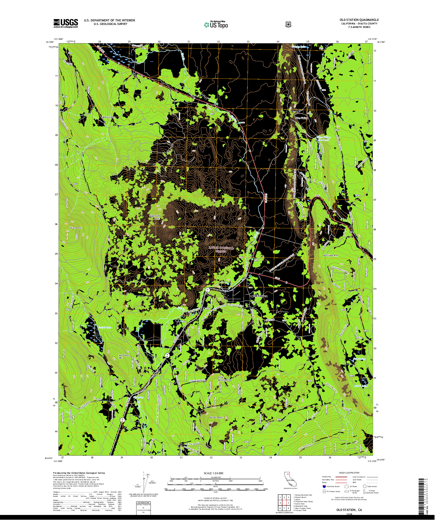 USGS US TOPO 7.5-MINUTE MAP FOR OLD STATION, CA 2018